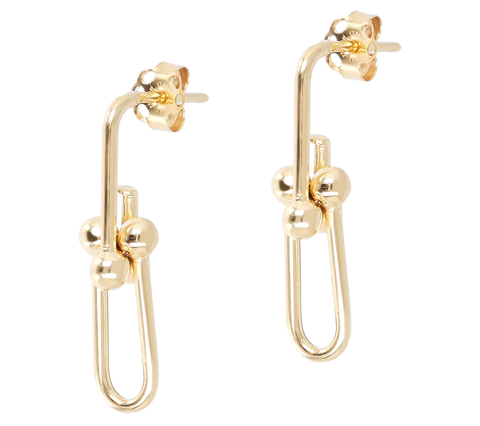 Italian Gold Polished Fancy Link Earrings, 10K
