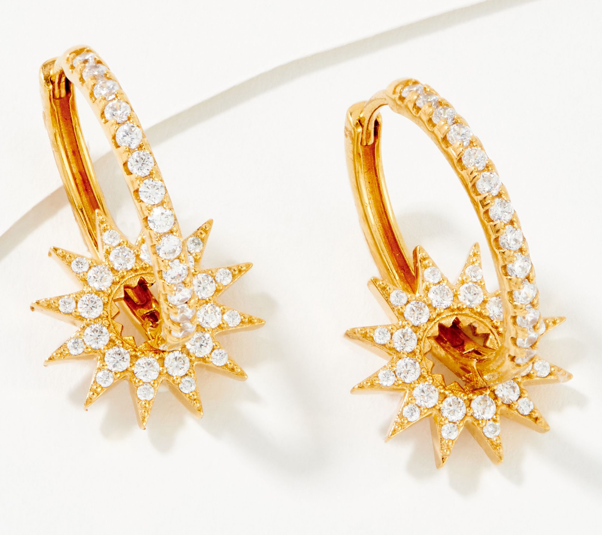 Diamonique Sunburst Huggie Hoop Earrings, Sterling Silver