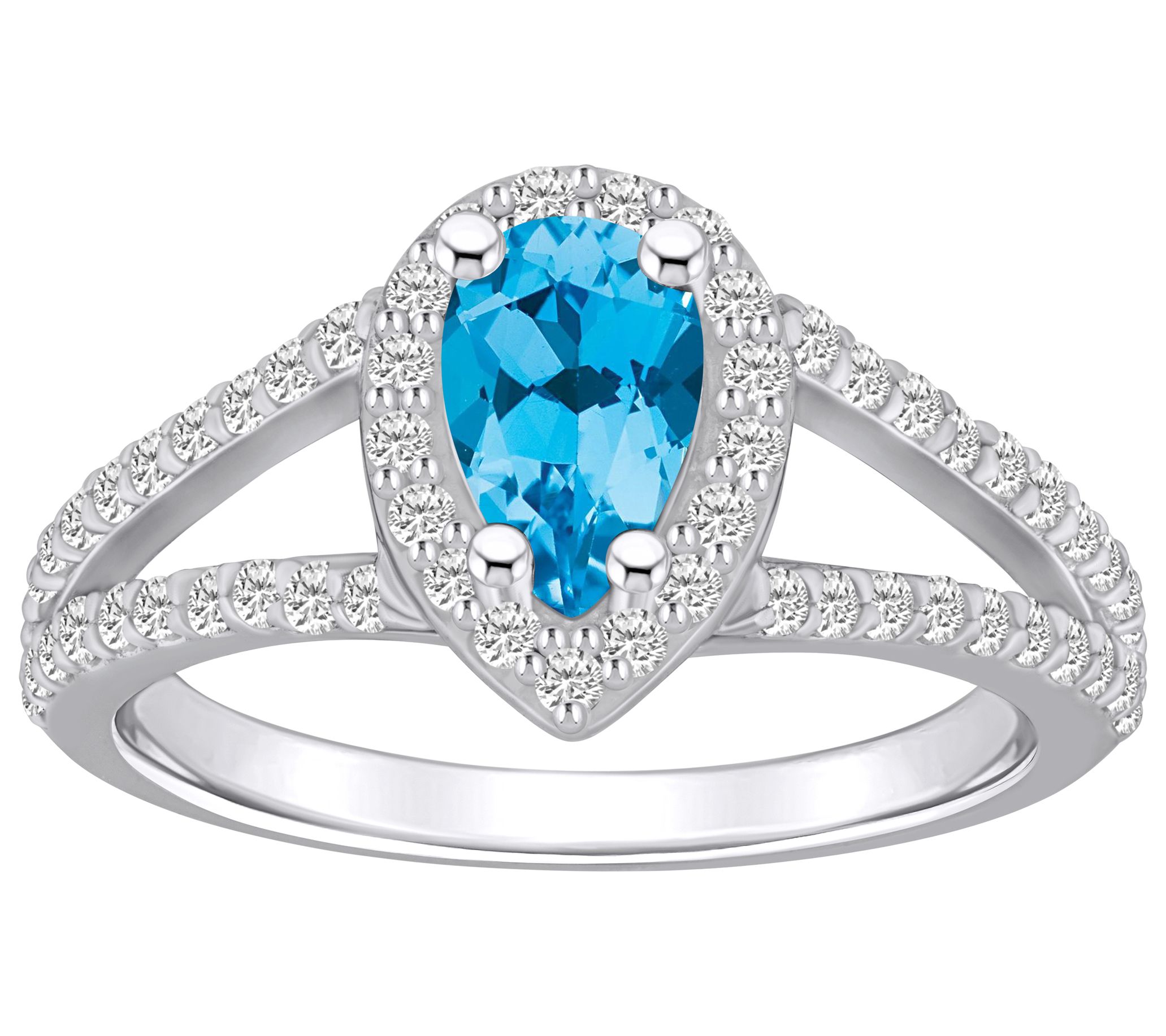 Affinity Gems Pear Gemstone & Diamond Ring, 14K White Gold