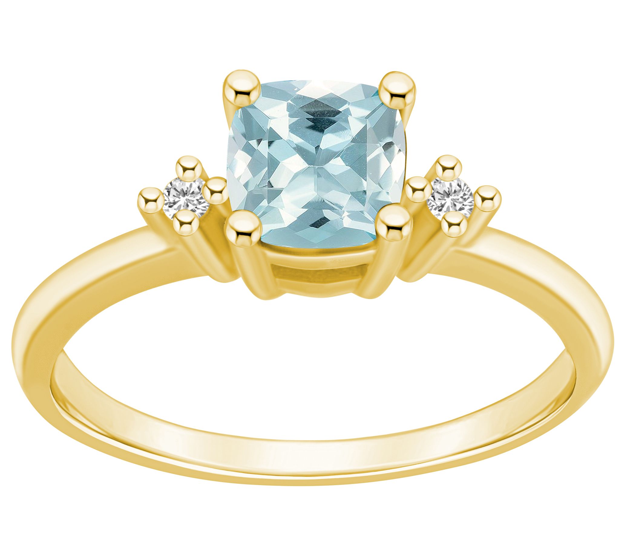 Affinity Gems Cushion Aquamarine & Diamond Ring, 14K Gold