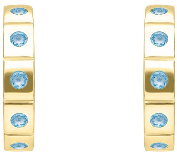 Elyse Ryan 14K Gold Clad Blue Topaz Hoop Earrings