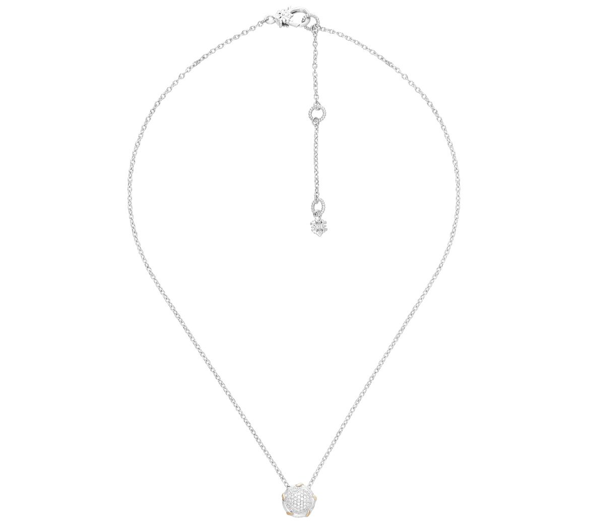 Ariva Sterling Silver & 18K Gold Diamond Necklace - QVC.com