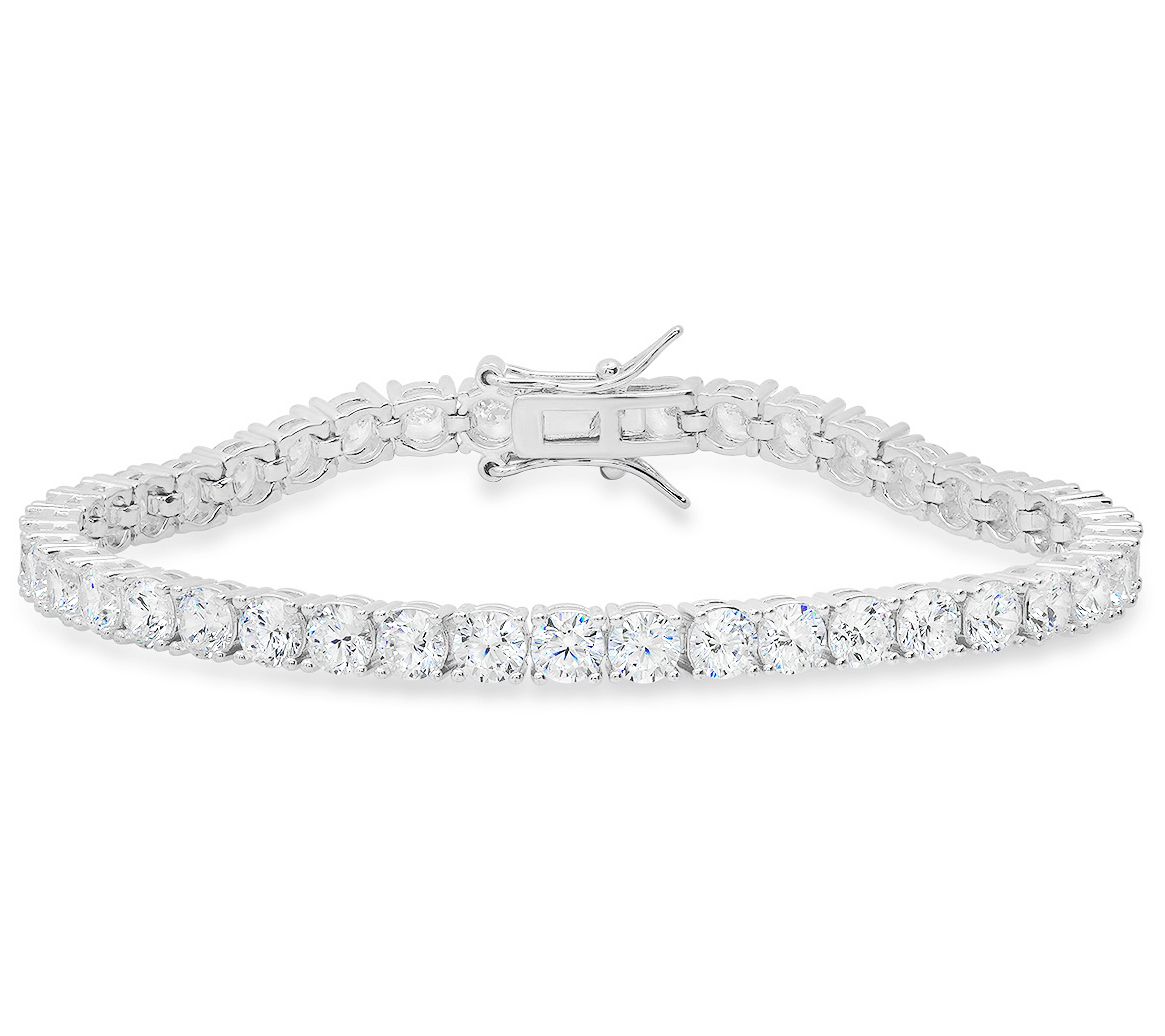 Sterling Silver 10.05 cttw Round-Cut Tennis Bracelet