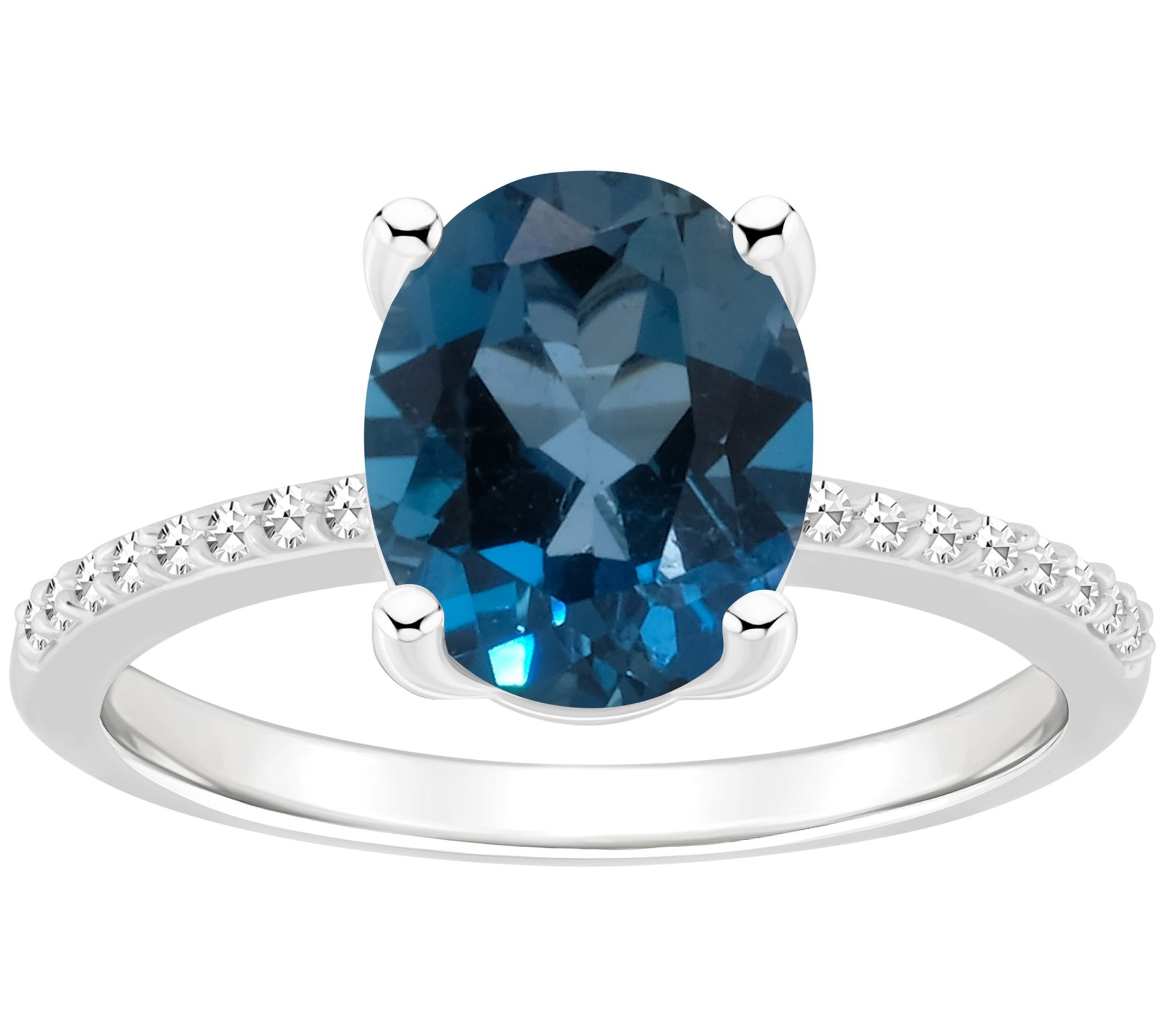 Affinity Gems Oval London Blue Topaz & DiamondRing, Sterling