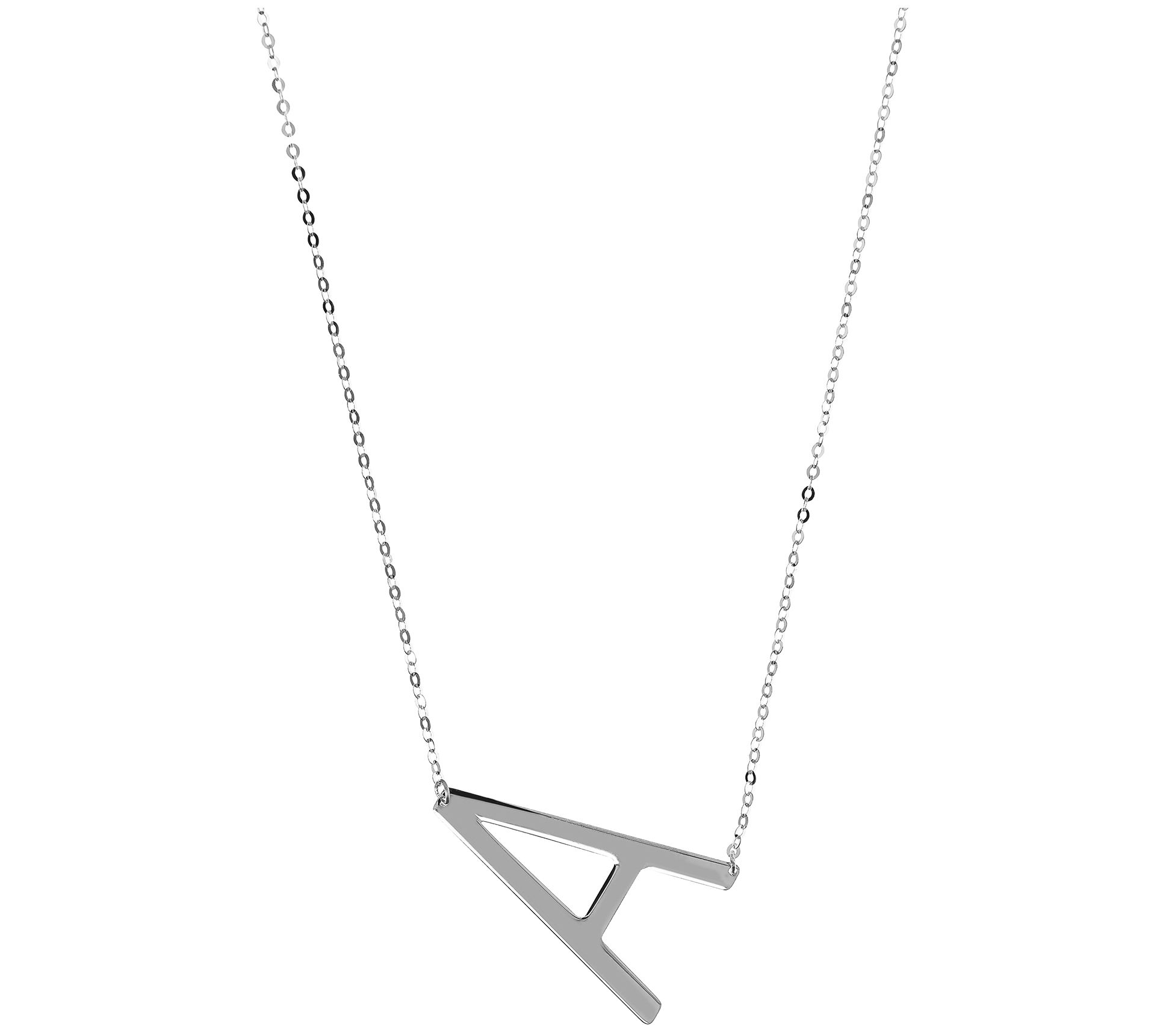 Italian Gold Initial Necklace, 14K White Gold