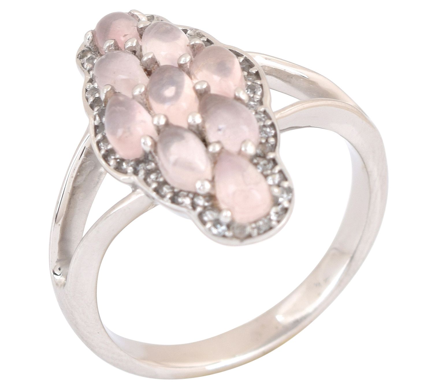 Affinity Gems Rose Quartz & White Topaz Ring, Sterling