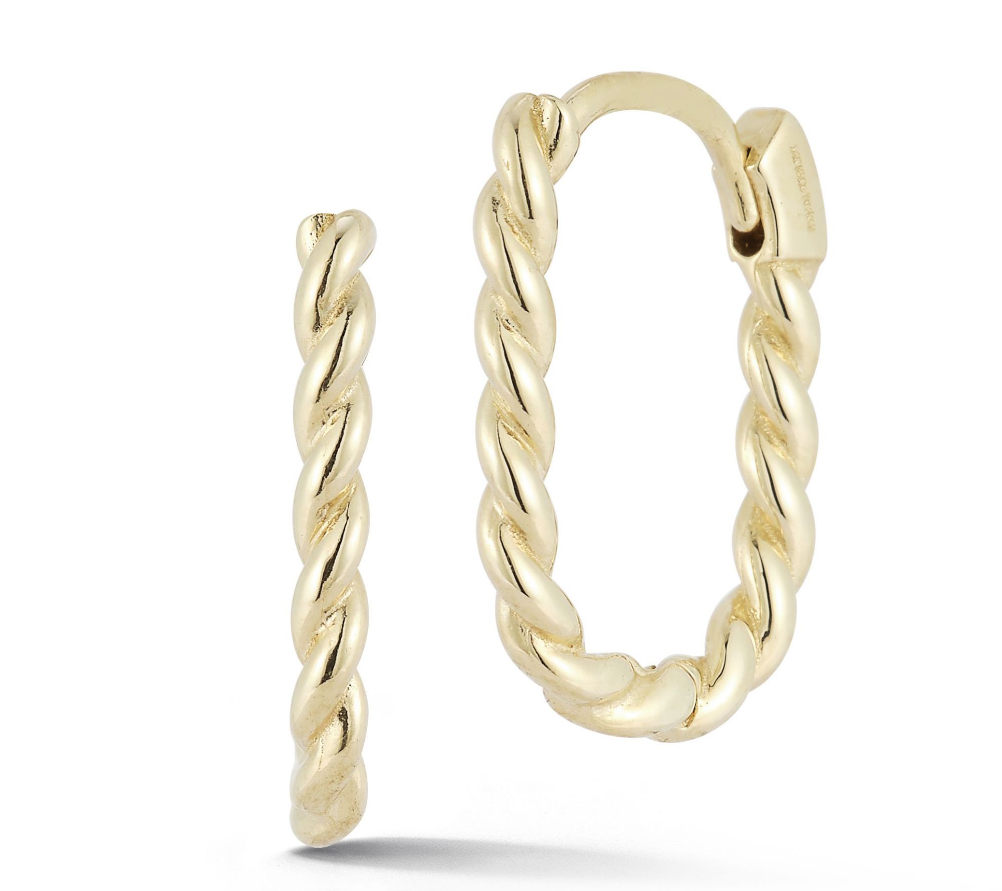 Luminosa Gold Oval Twist Huggie Hoop Earrings, K