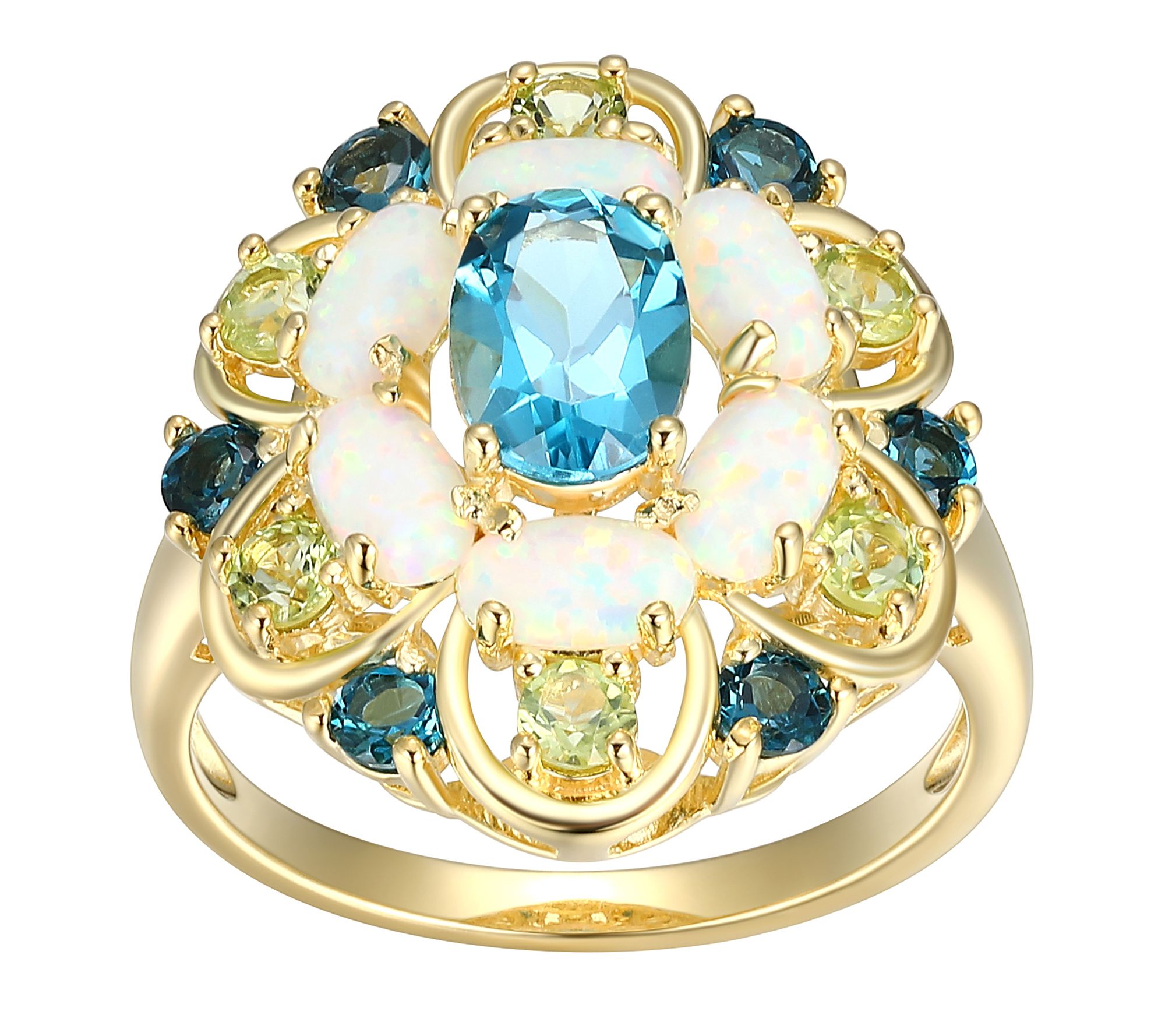 Affinity Gems Multi-Gemstone Cocktail Ring, 18K Gold Plated