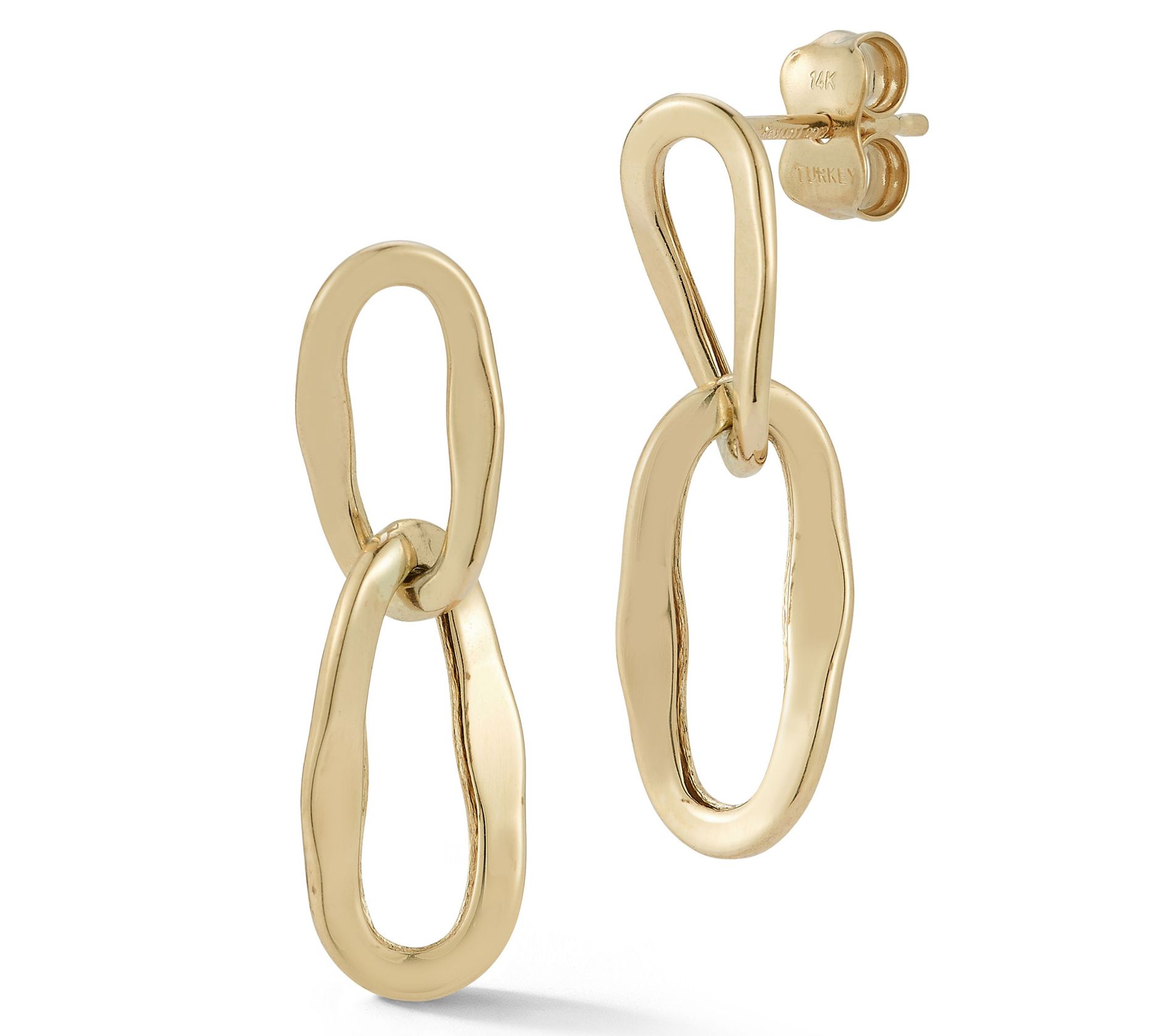 Luminosa Gold Double Oval Link Drop Earrings, 14K