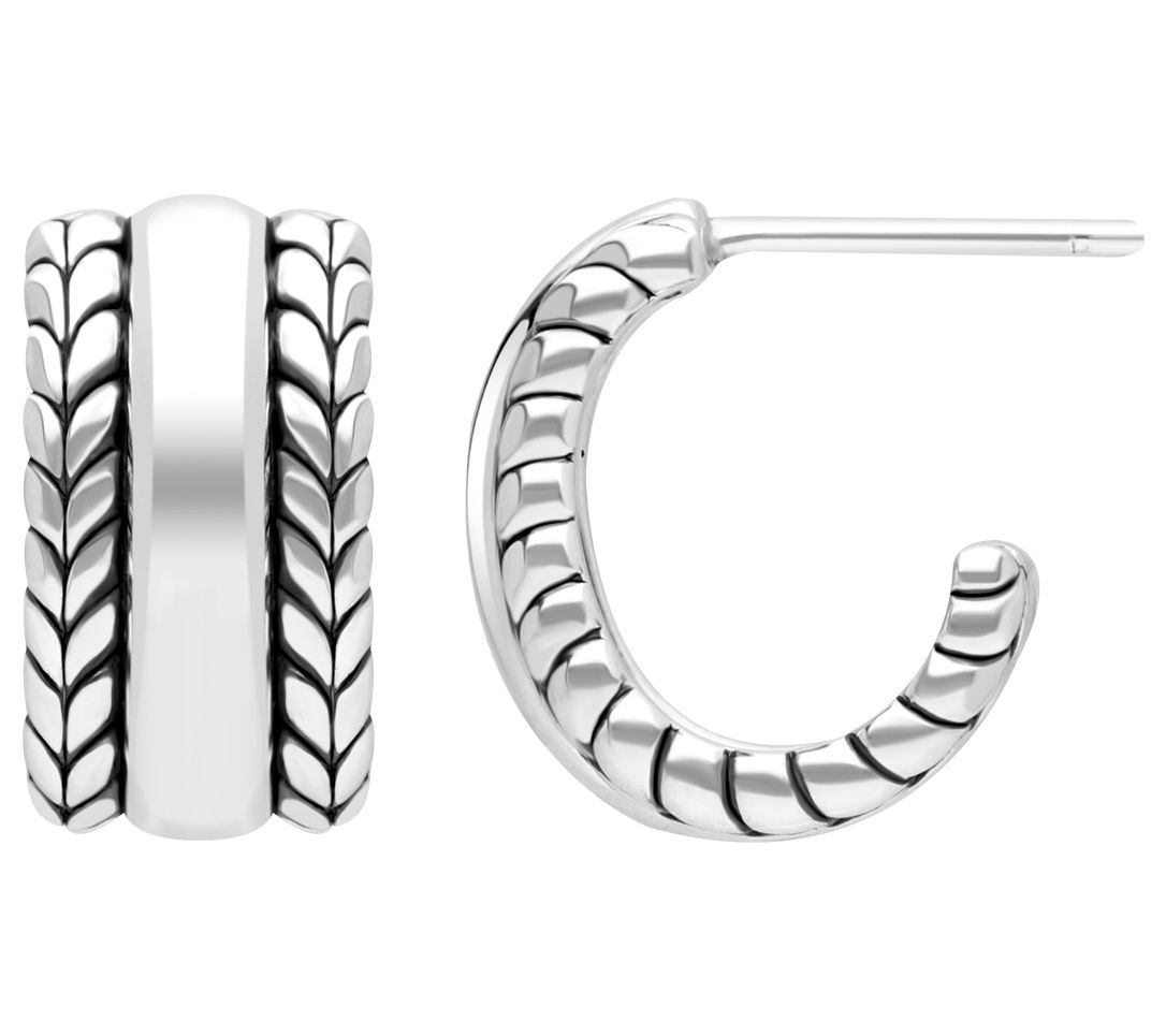 Tiffany Kay Studio Sterling 5/8" Textured Hoop Earrings
