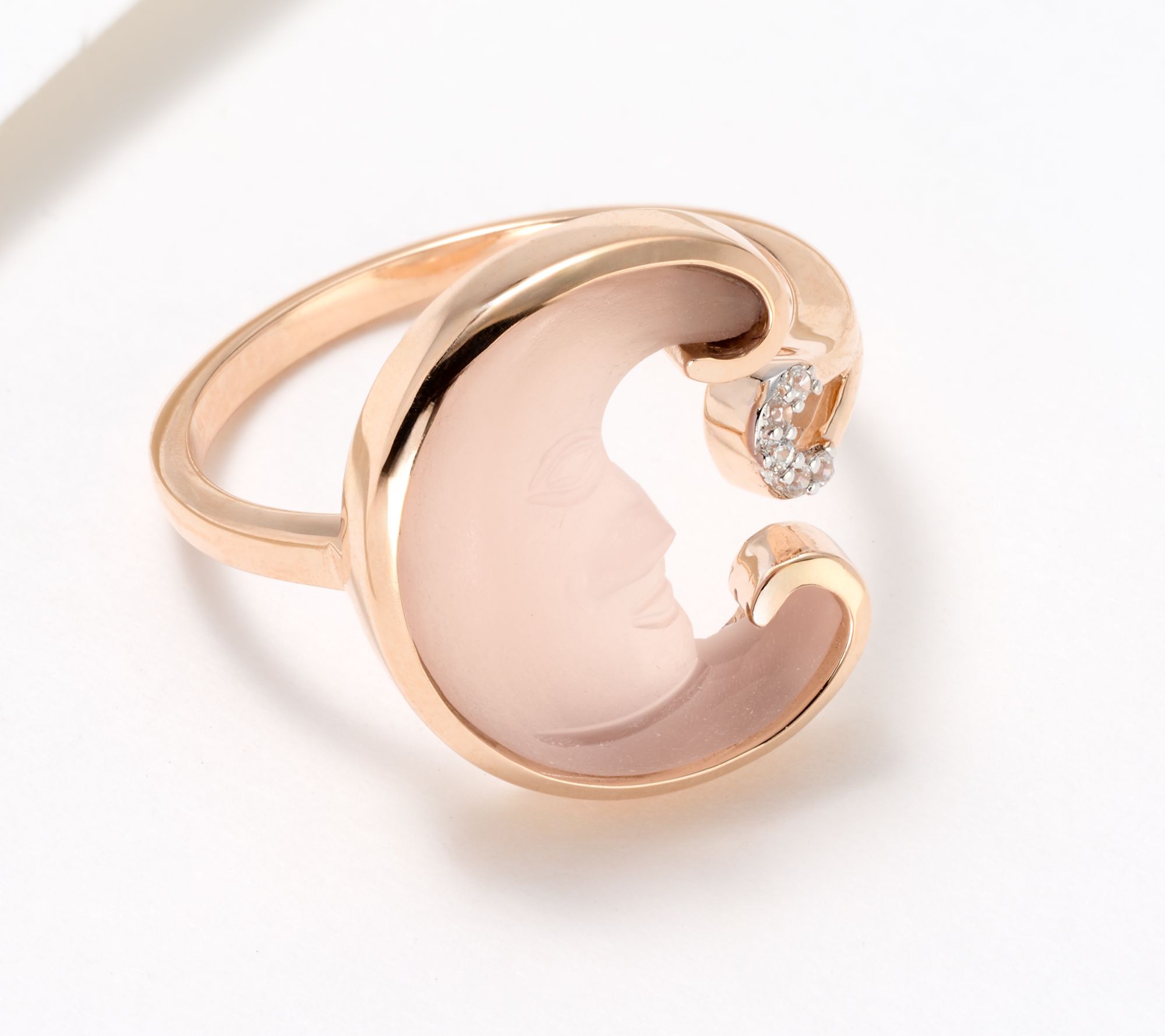 Glenn Lehrer Man In The Moon Carved Gemstone Ring, 14K Gold