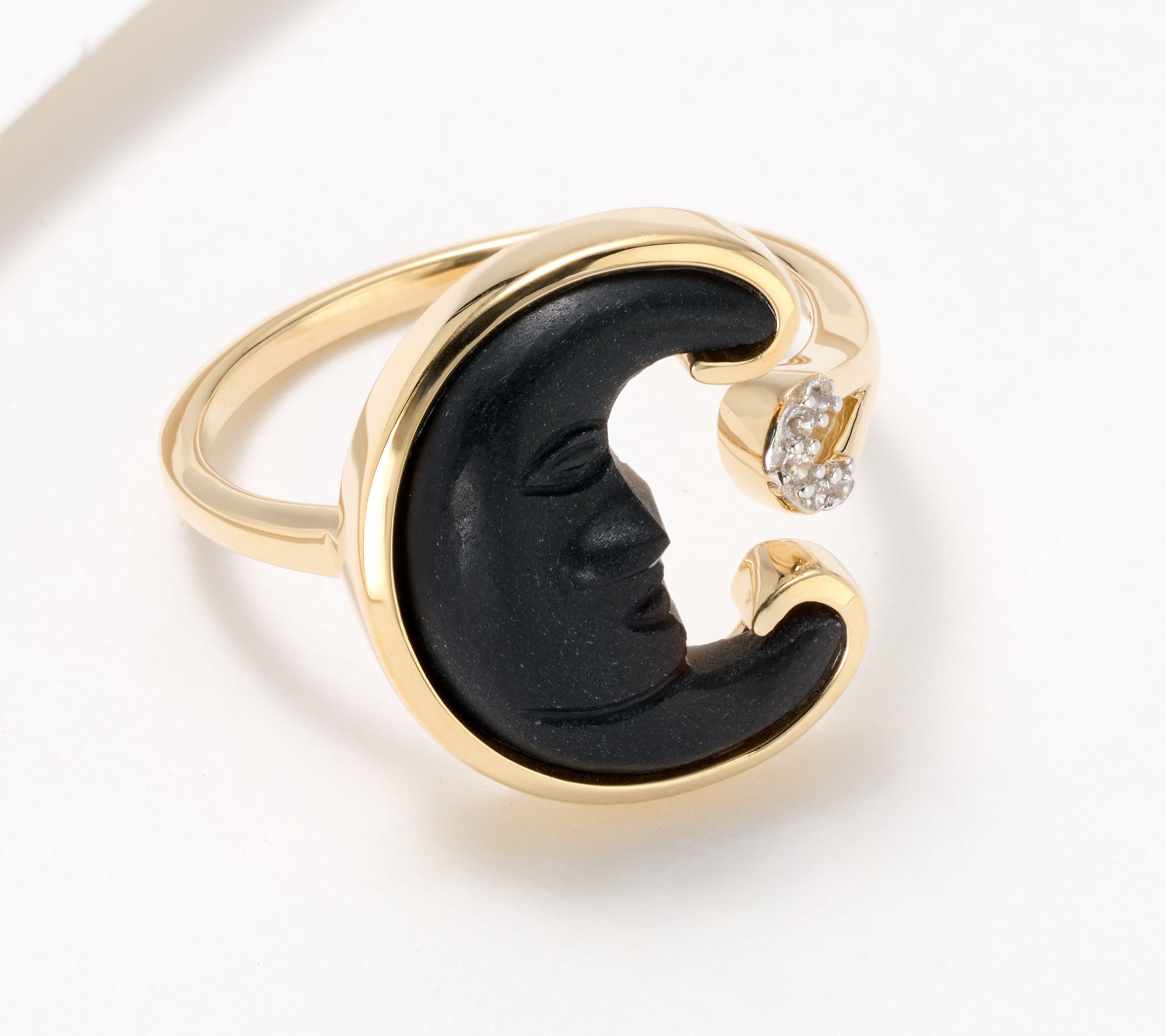 Glenn Lehrer Man In The Moon Carved Gemstone Ring, 14K Gold