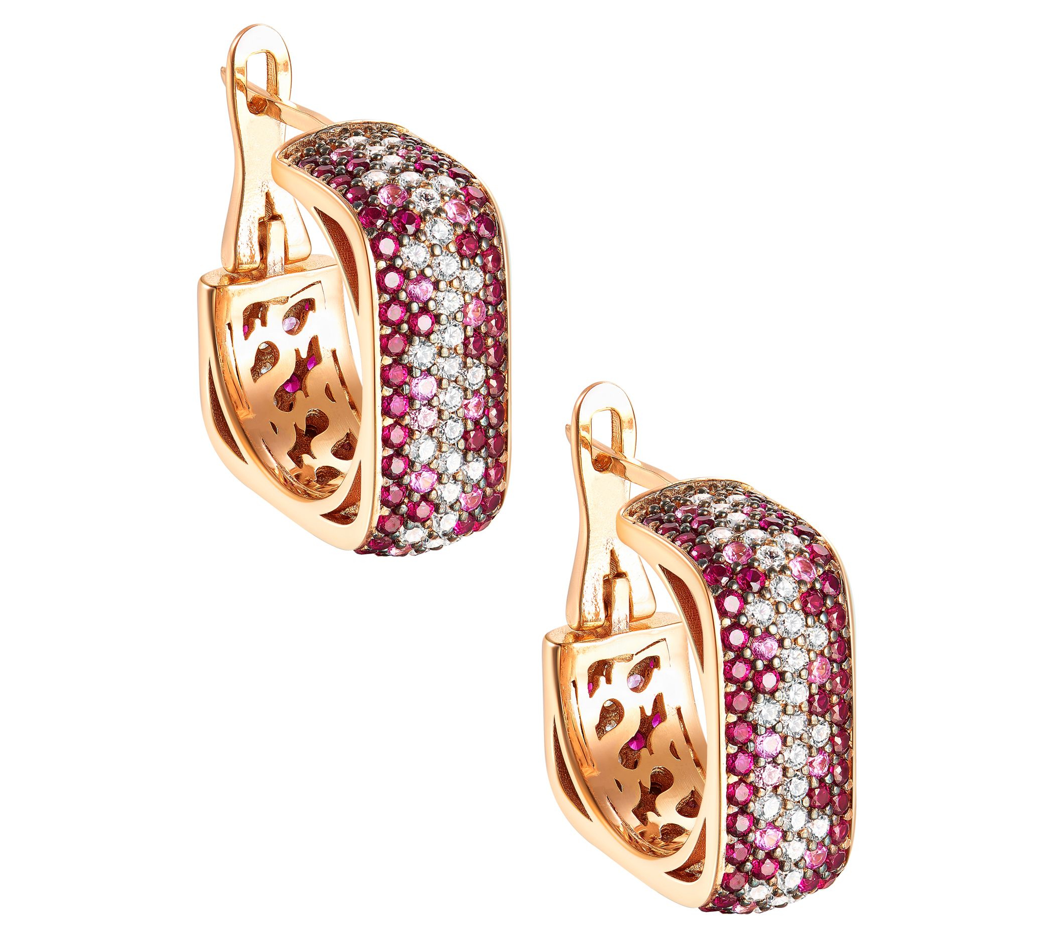 Diamonique 3.00 cttw Square Hoop Earrings, 14KRose Plated