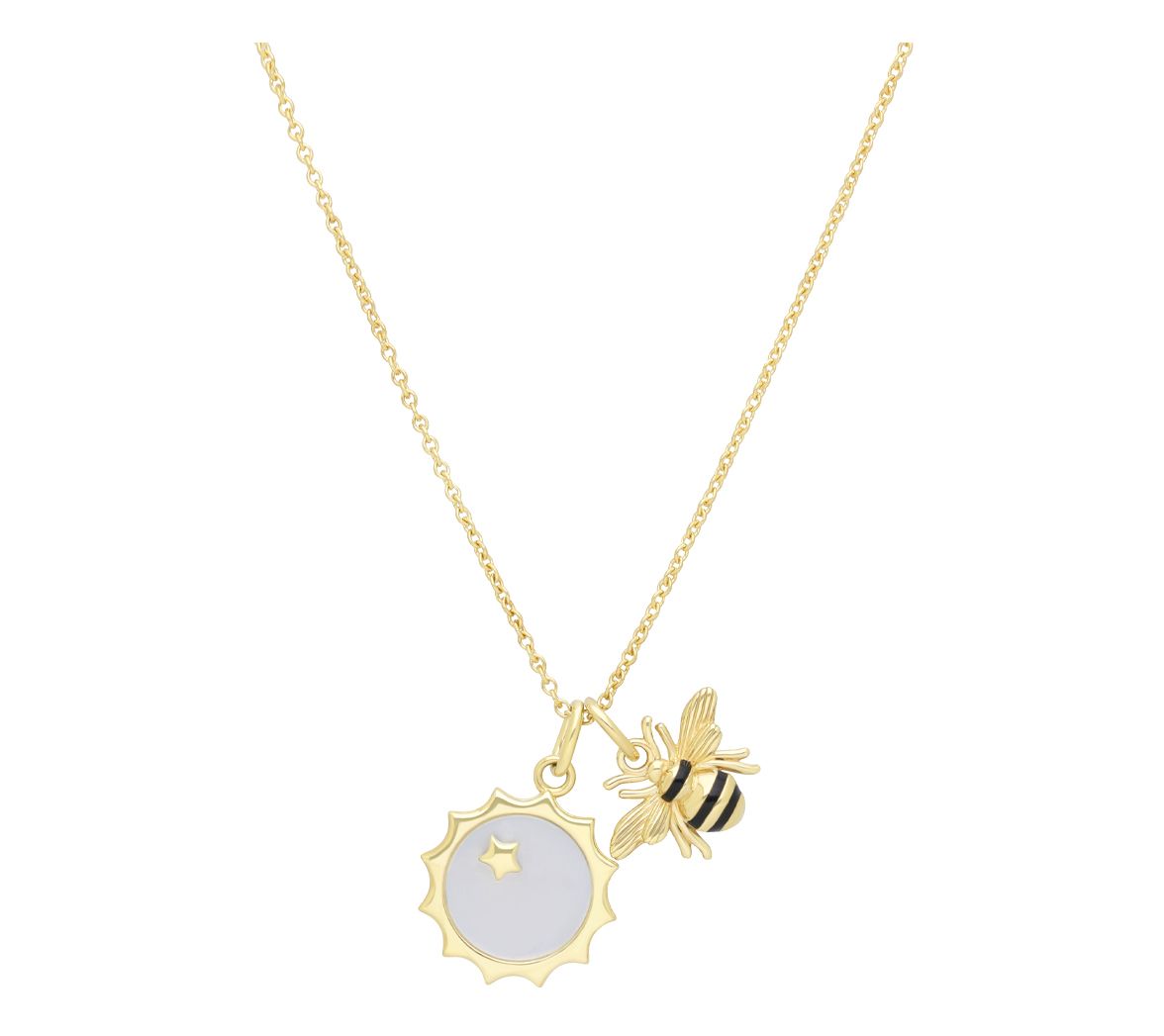 Ariva 18K Gold Clad Mother Of Pearl Bee Happy Necklace