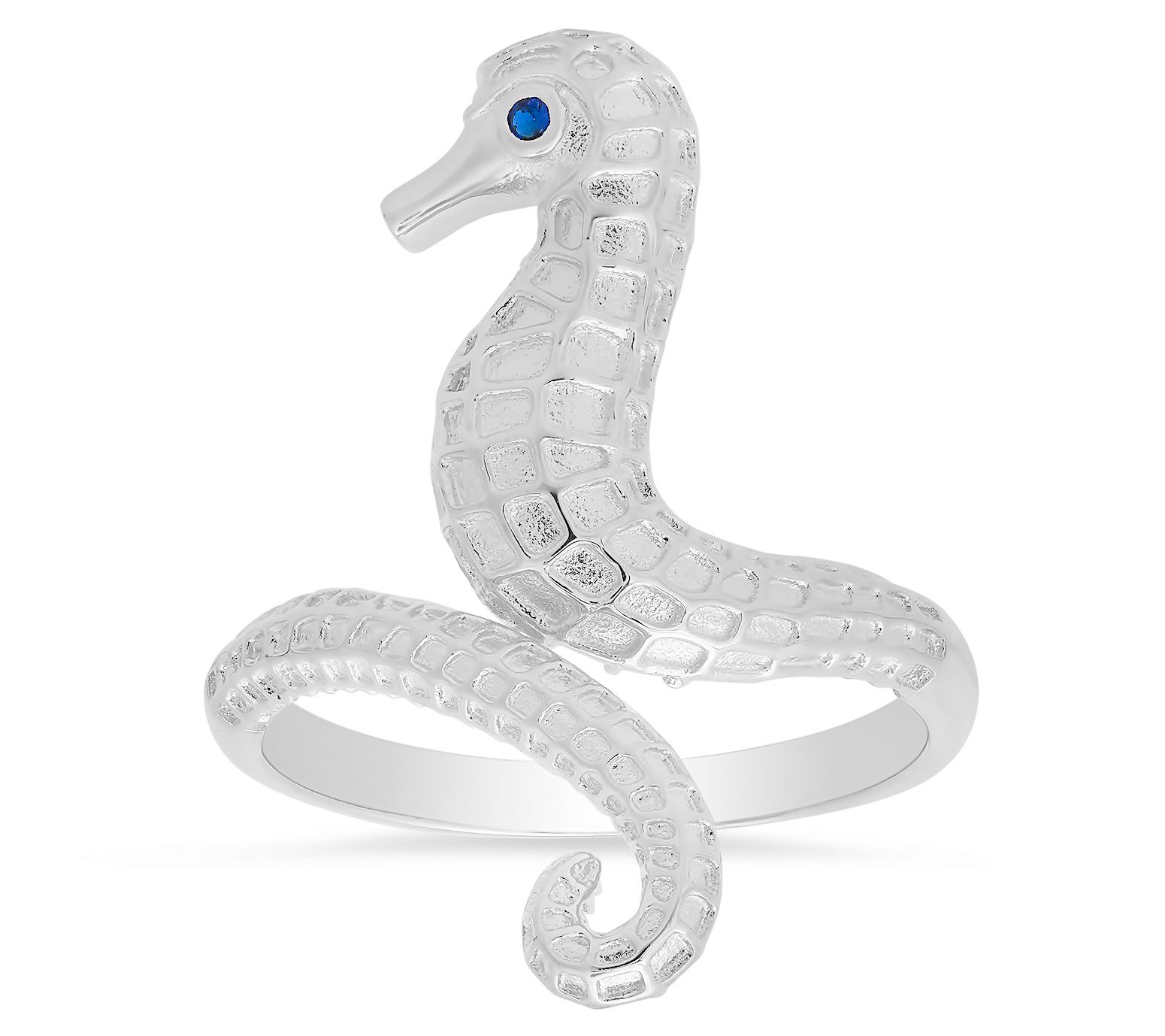 Diamonique Seahorse Ring, Sterling Silver