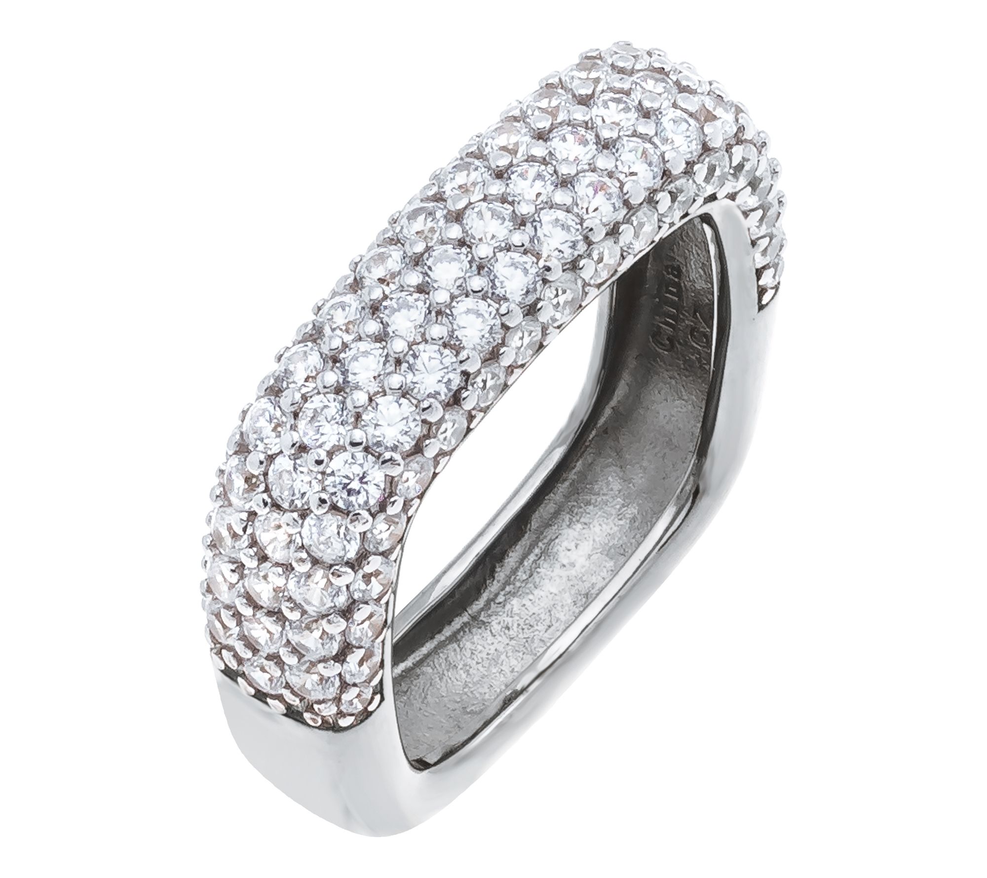 Diamonique x Jennifer Miller Pave Square Band Ring, Sterling