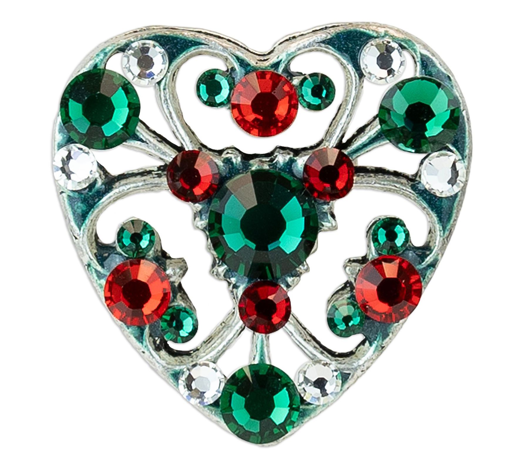 Anne Koplik Lace Crystal Christmas Heart Tie Tack Pin