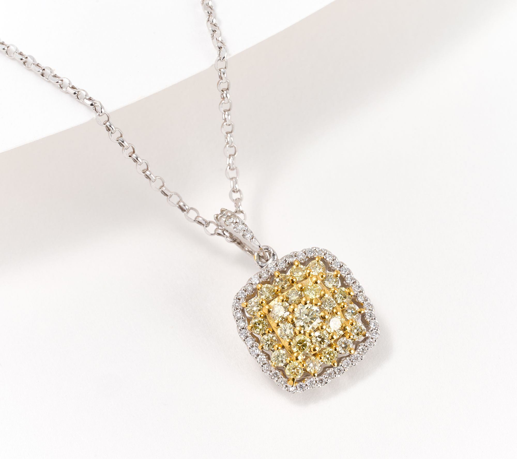 KALLATI Yellow & White 0.55 cttw Pendant with 18" Chain, 14K