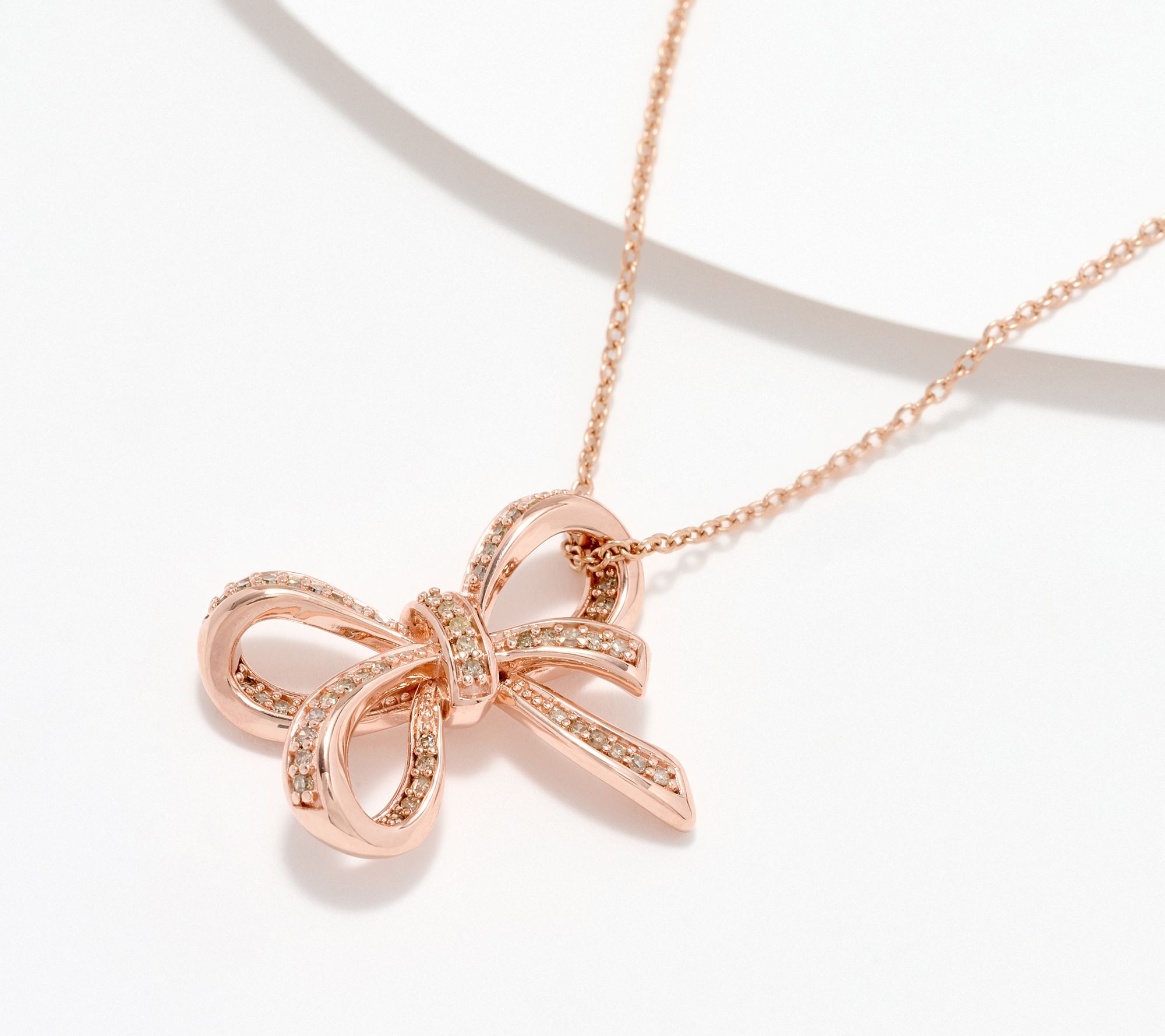 Accents by Affinity Pave Bow 0.25 cttw 14K Plated Necklace
