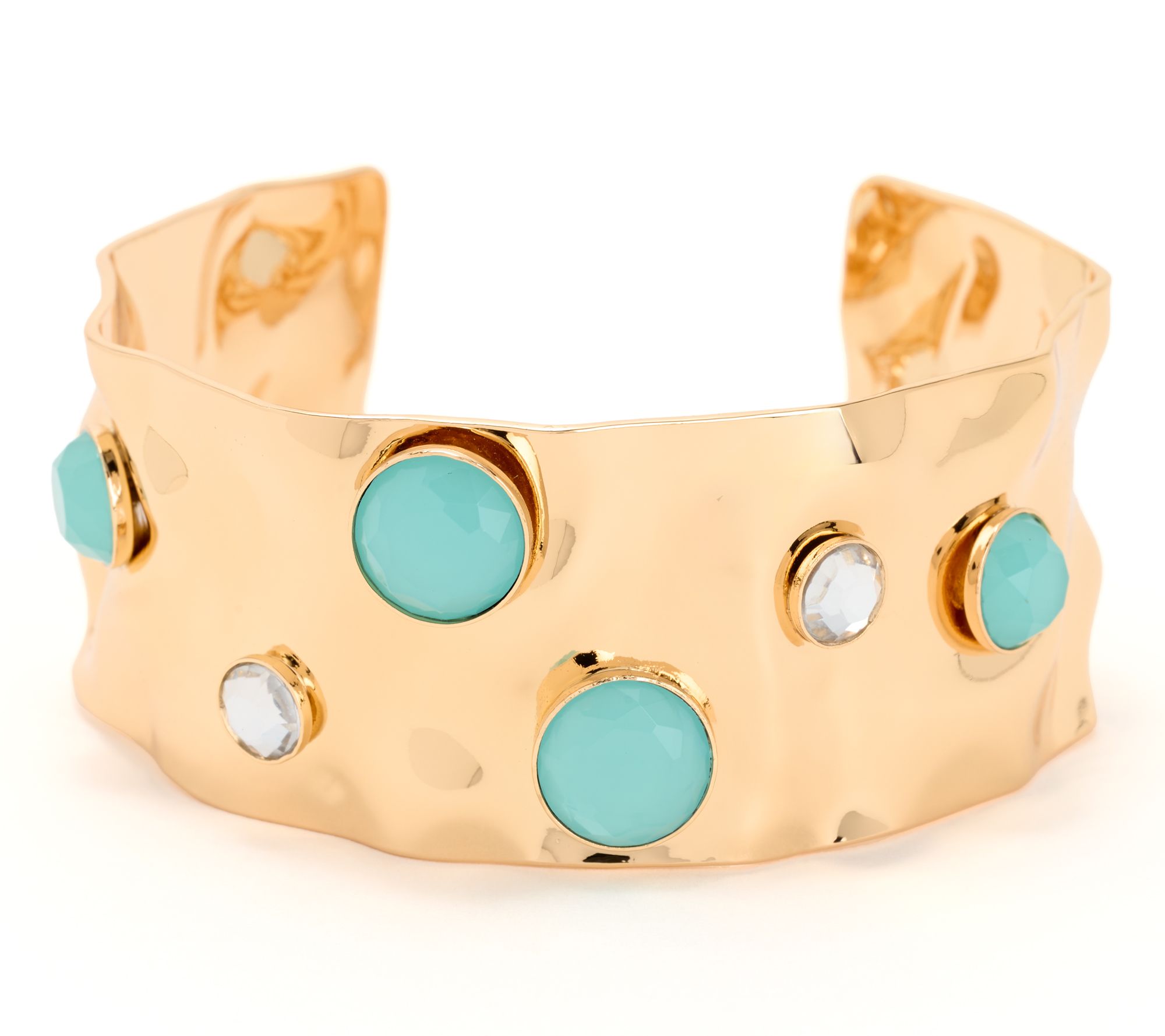 Susan Graver Oval Cuff Bracelet with Bezel-Set Stones