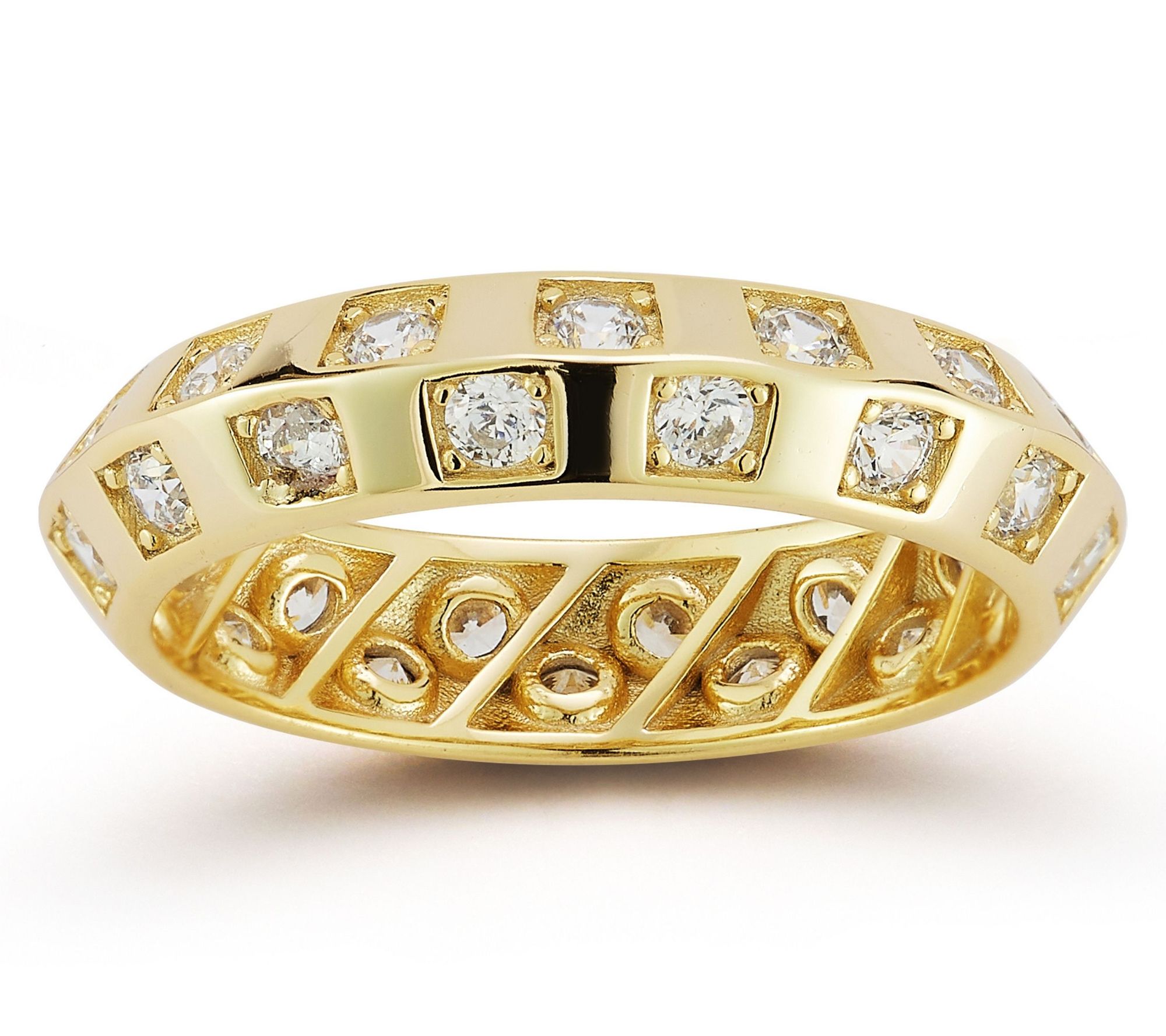 Sterlina Silver Pave Checkered Band Ring, Sterling