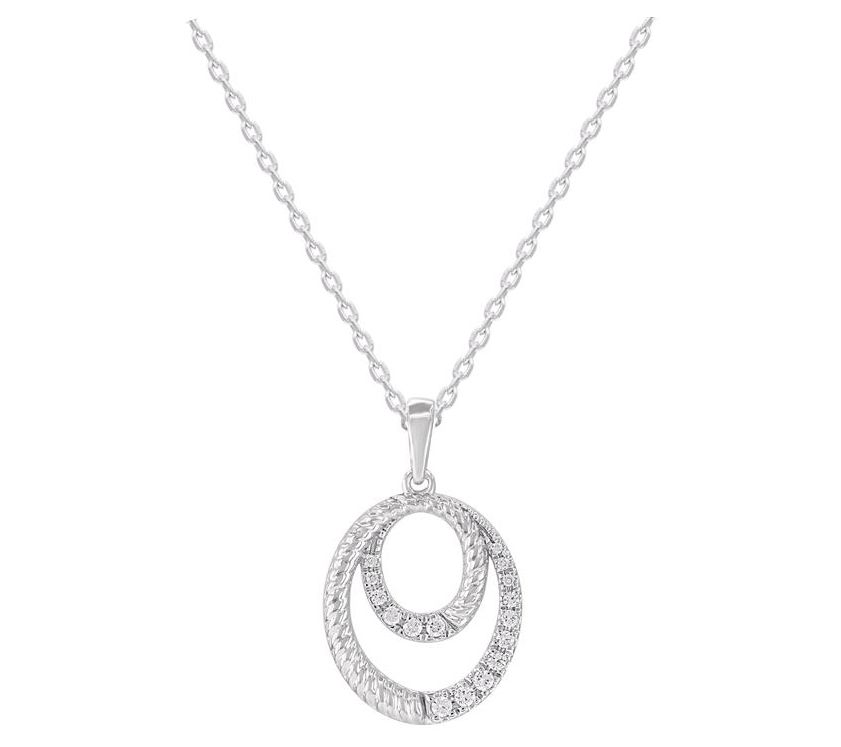 Accents by Affinity Diamond Oval Pendant w/ Chain, Sterling