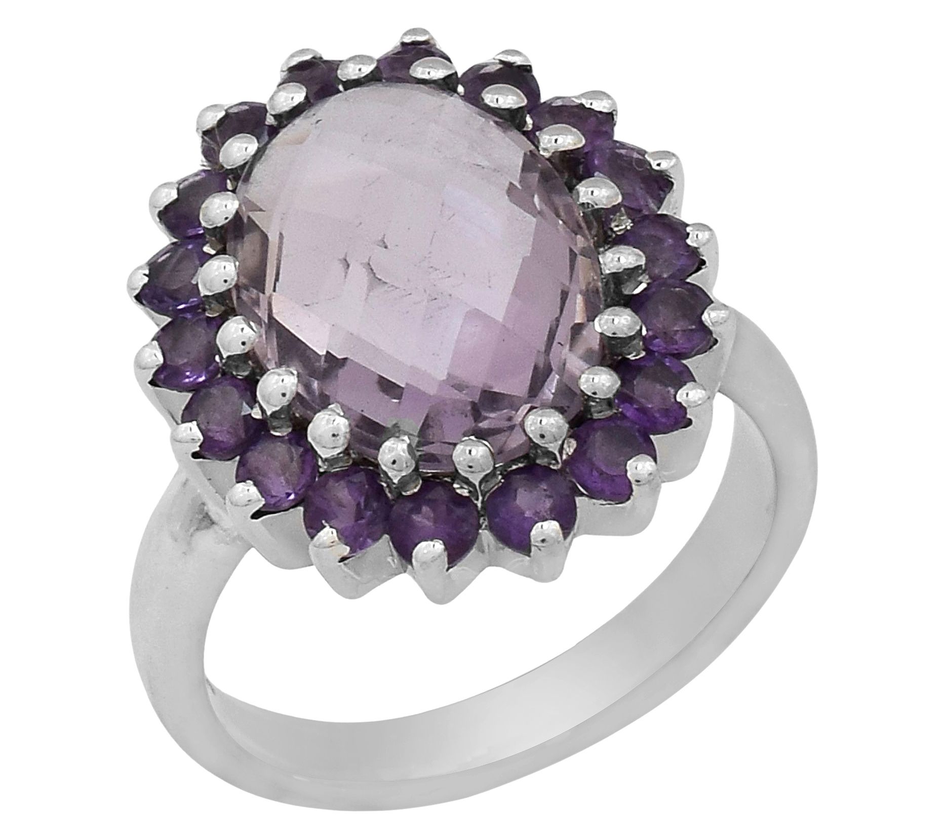 Affinity Gems Rose De France Amethyst & Amethyst Halo Ring
