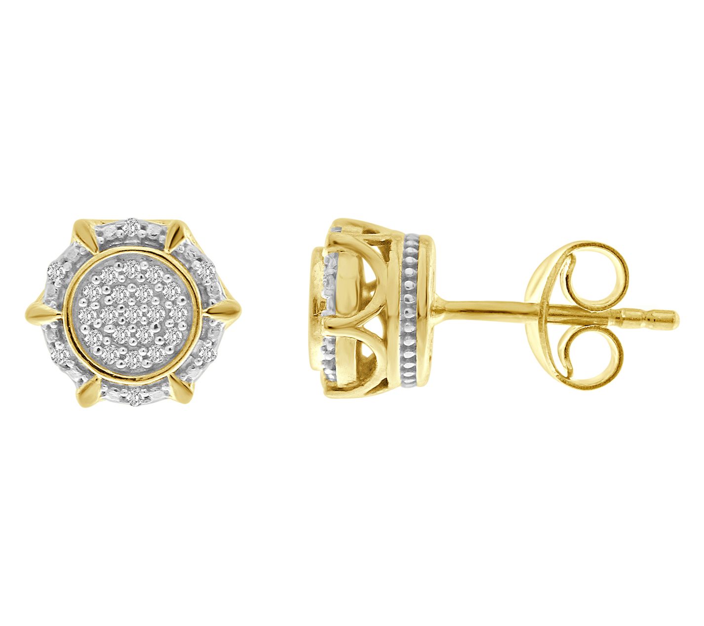 Men's Diamond Accent Crown Stud Earrings, 10K Gold