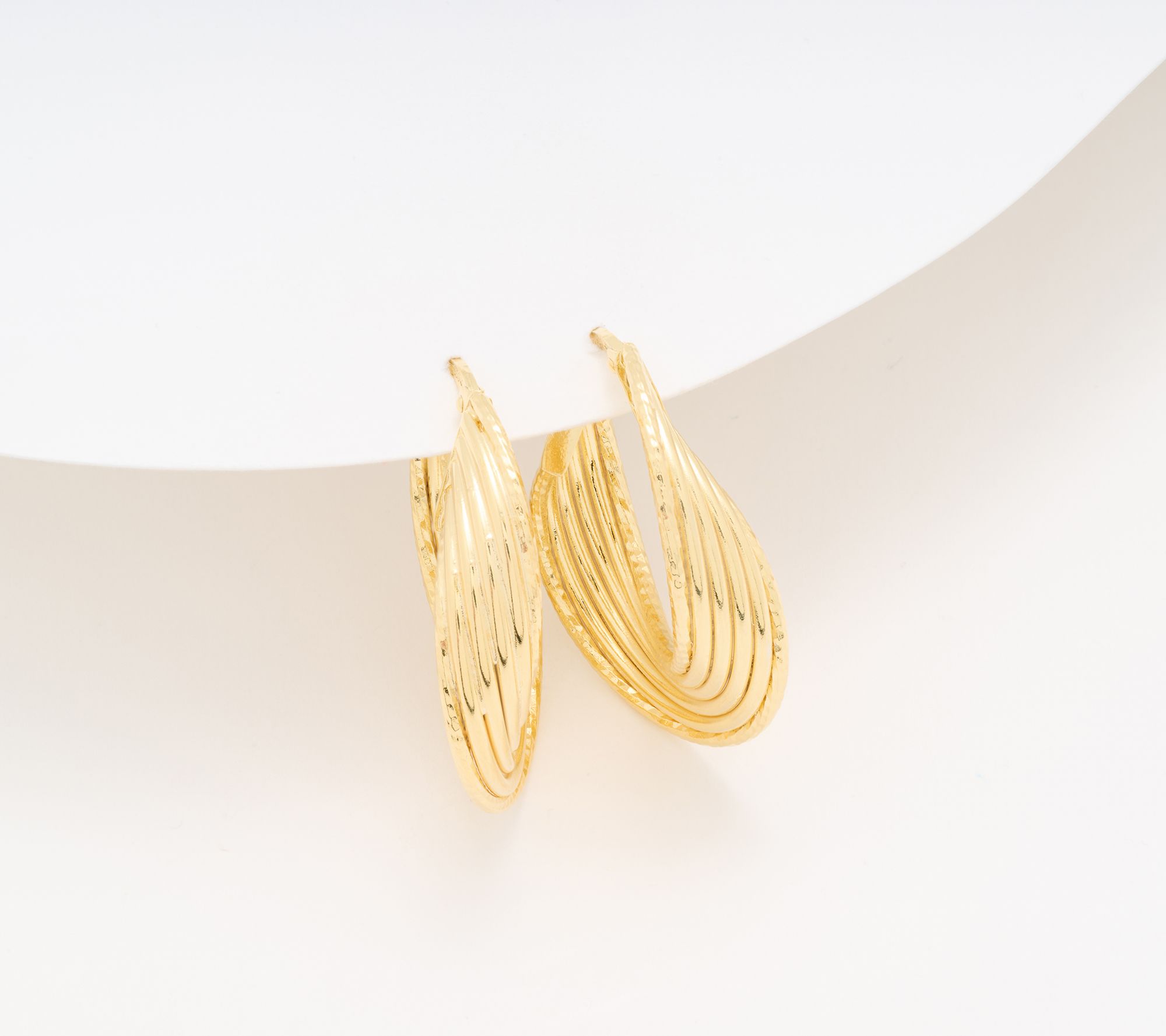 UltraFine 950 Silver 6-Row 1-1/4" Interlocking Hoop Earrings