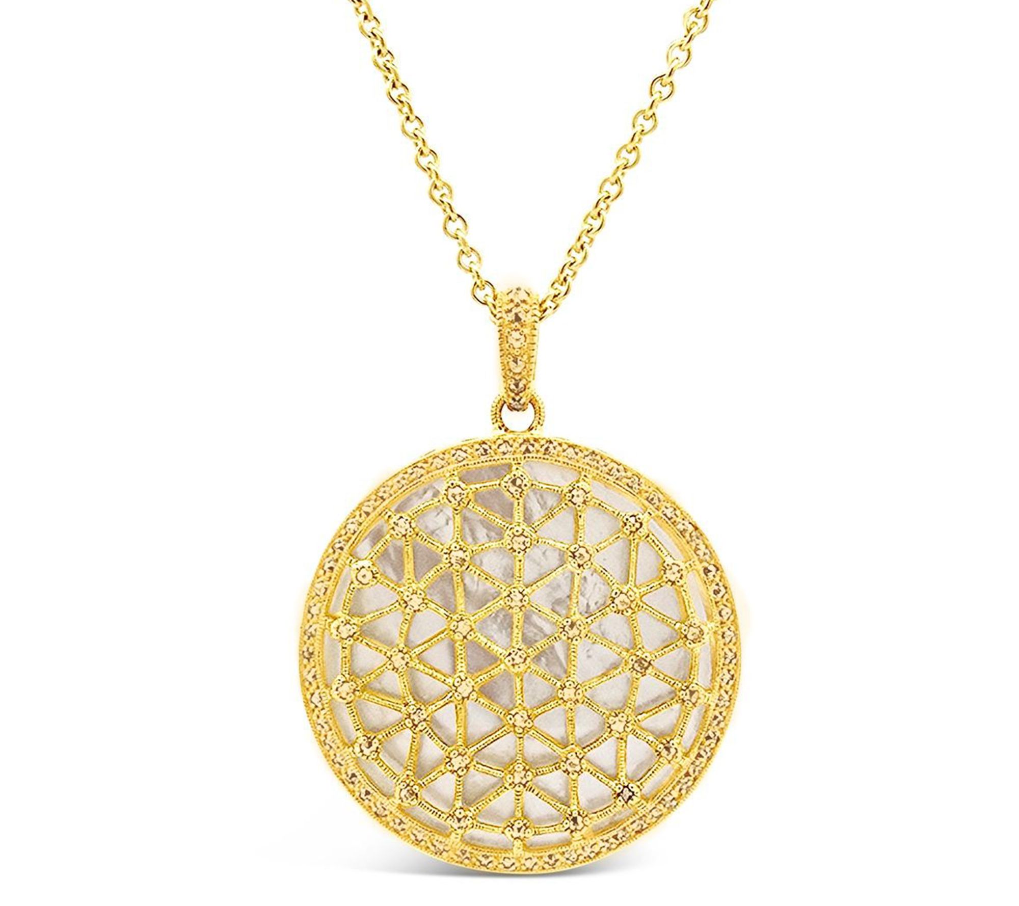 Dallas Prince 14K Clad Marcasite & Mother of Pearl Necklace