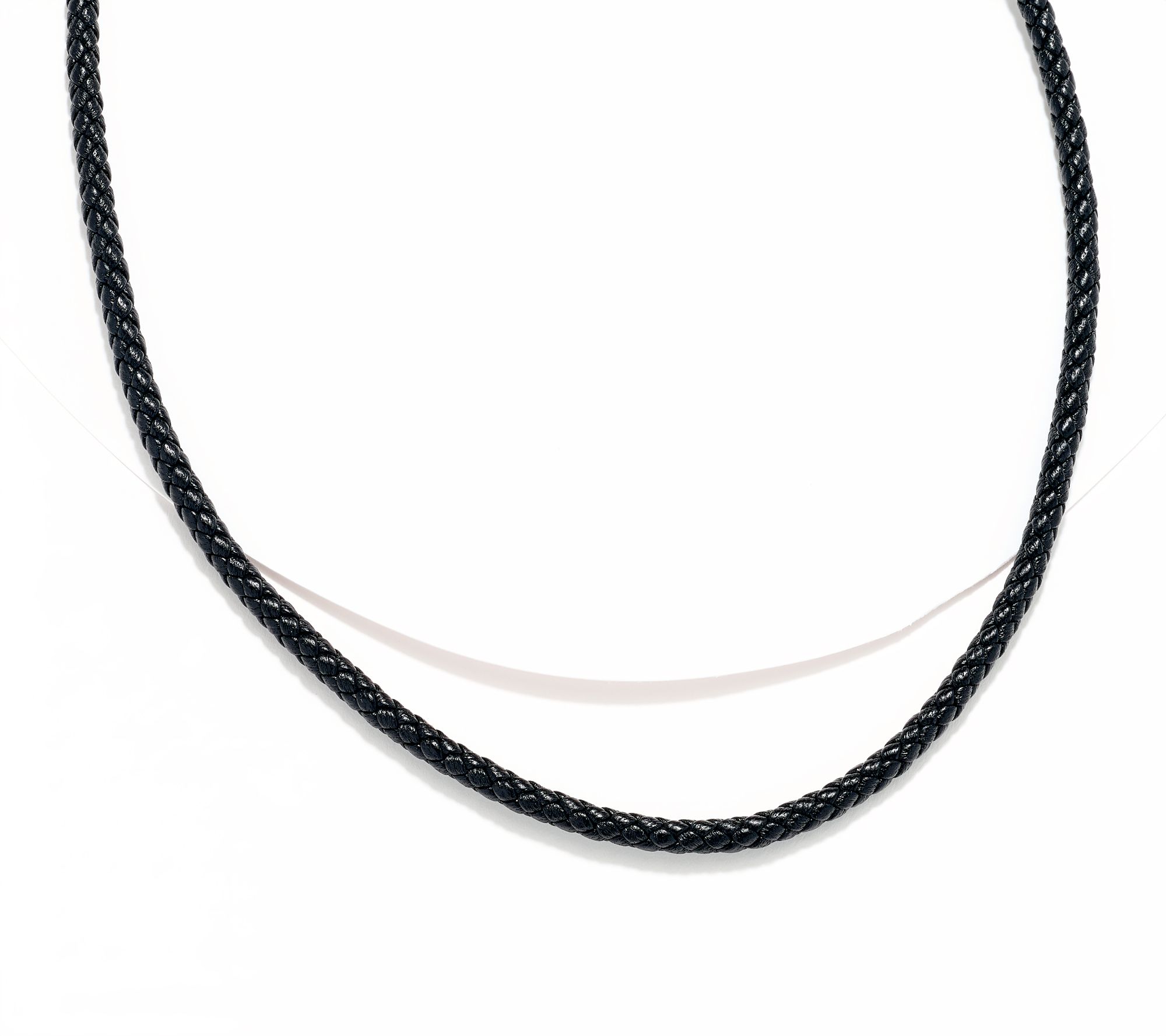 JAI Sterling Silver Braided Genuine Leather 22" Necklace