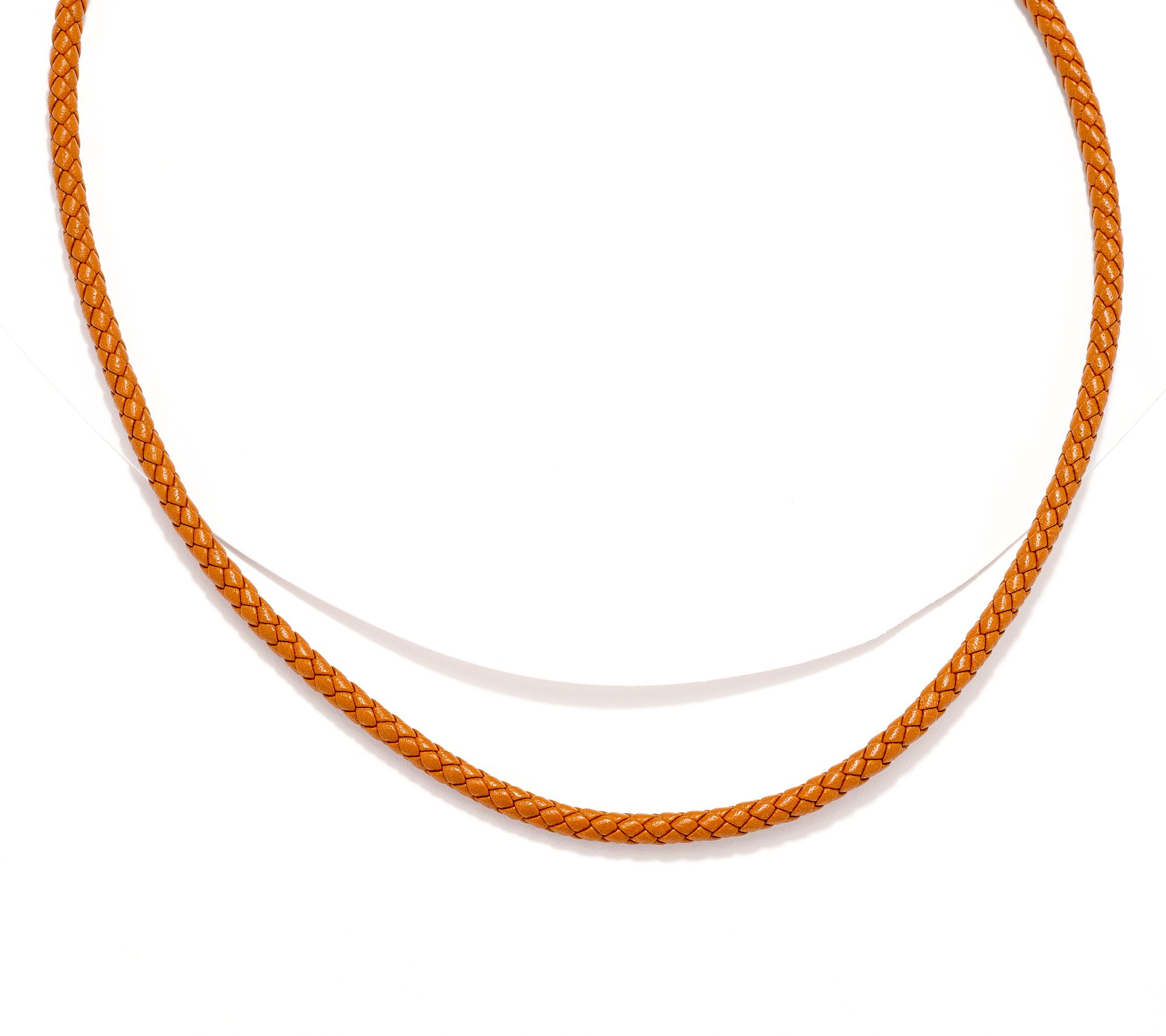 JAI Sterling Silver Braided Genuine Leather 22" Necklace