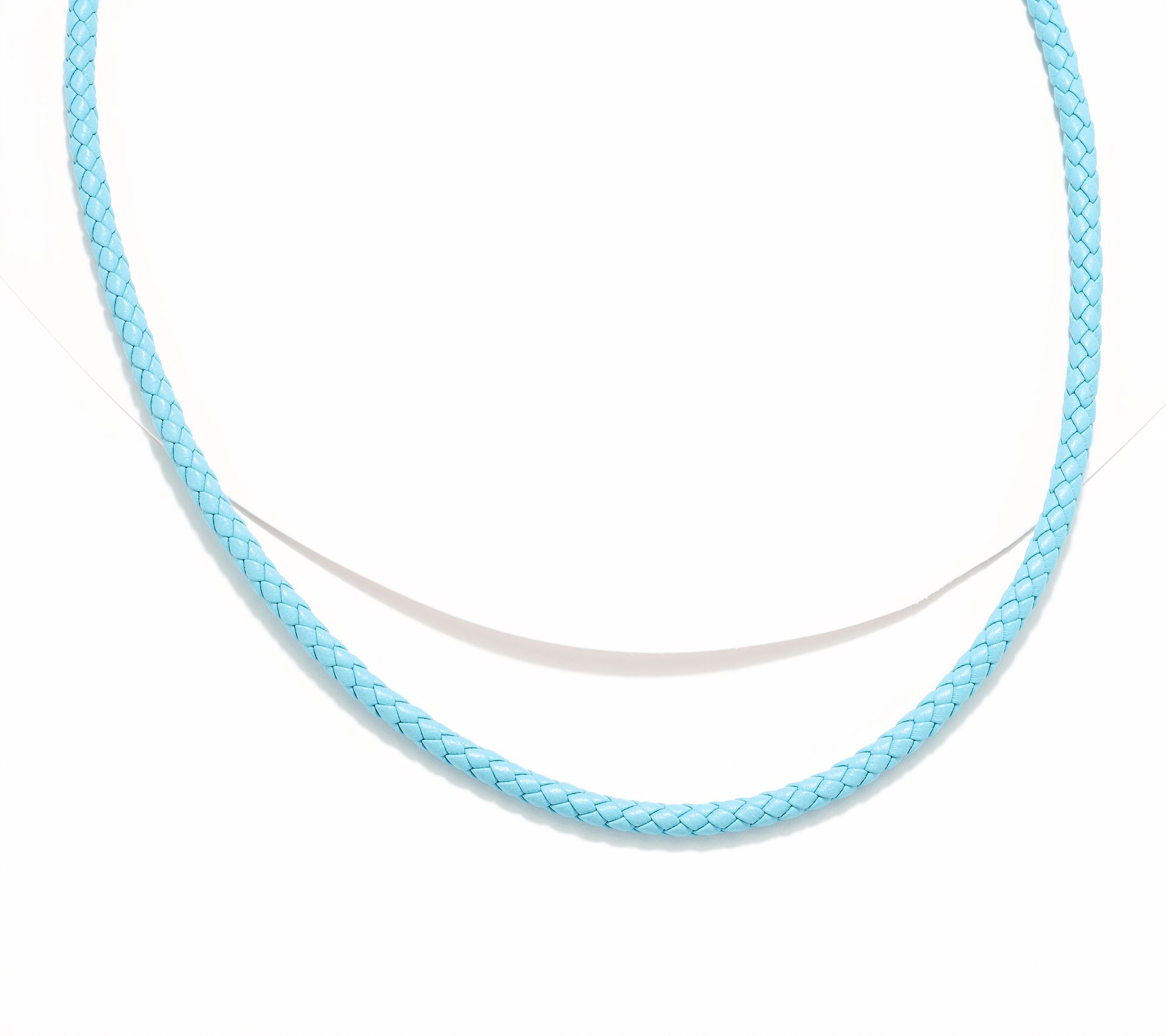 JAI Sterling Silver Braided Genuine Leather 22" Necklace