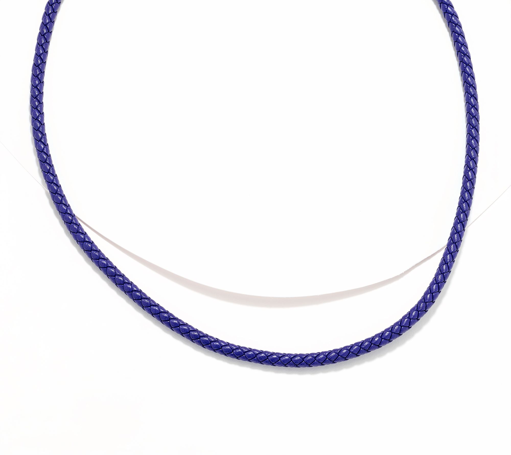 JAI Sterling Silver Braided Genuine Leather 22" Necklace