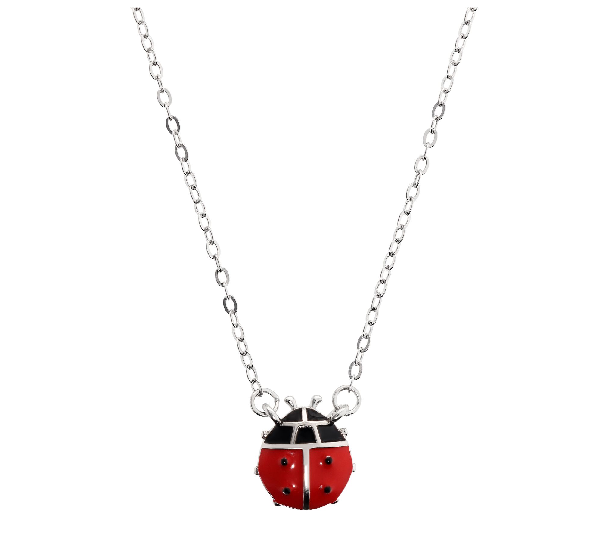 Italian Silver Ladybug Necklace, Sterling