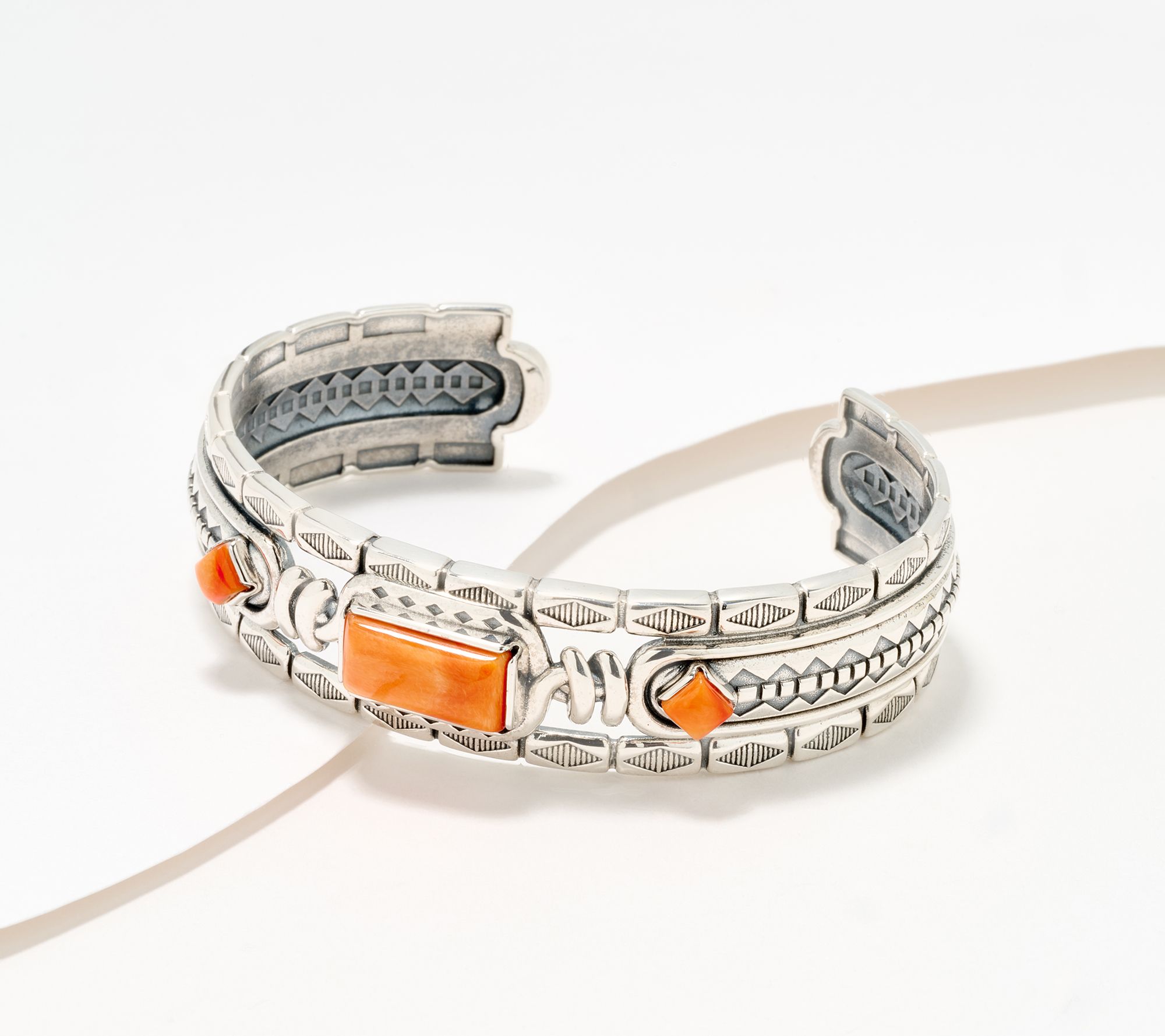 American West Sterling Silver Multi-Row Ancient Wisdom Gemstone Cuff