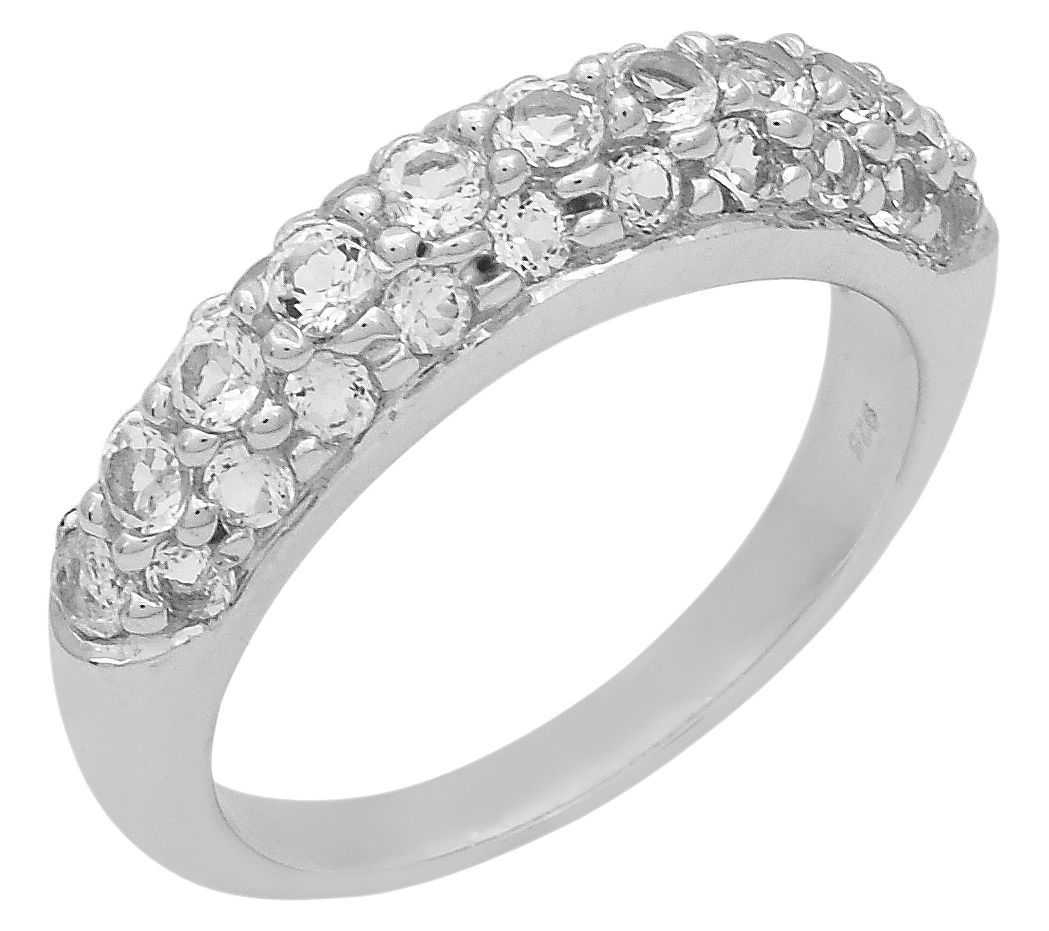 Affinity Gems White Topaz Cluster Band Ring, Sterling Silver