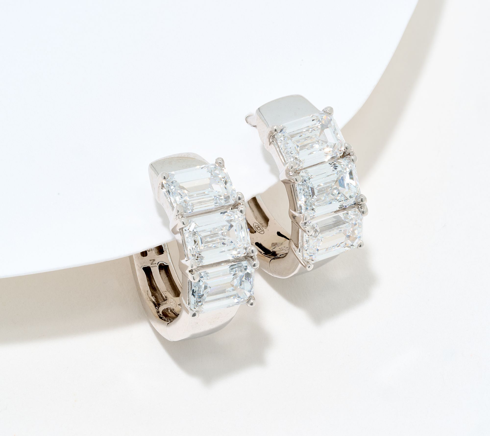 Fire Light Lab Grown Diamond 3.00 cttw Emerald Hoops Sterling Silver