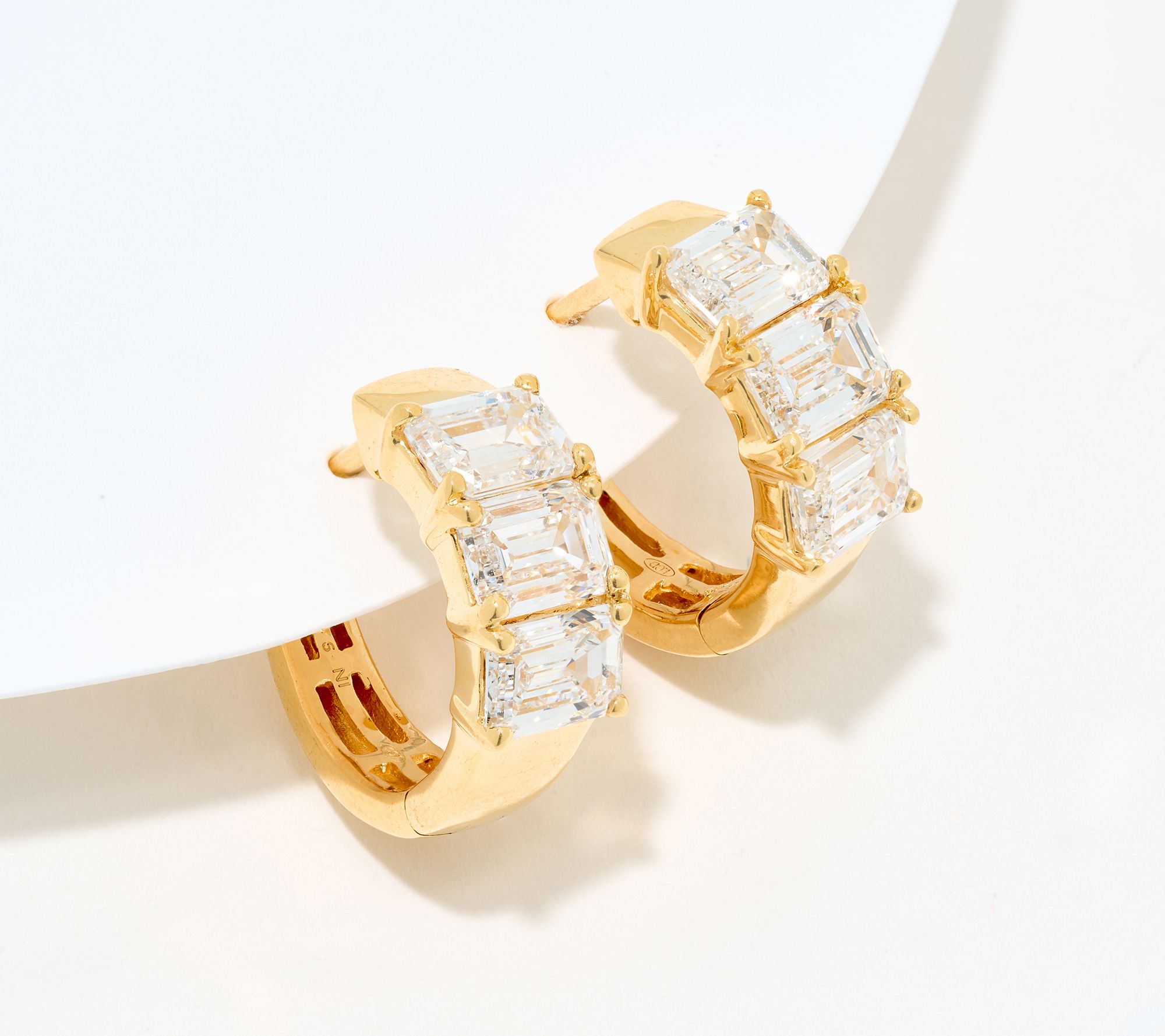 Fire Light Lab Grown Diamond 3.00 cttw Hoops Emerald Cut Sterling Silver