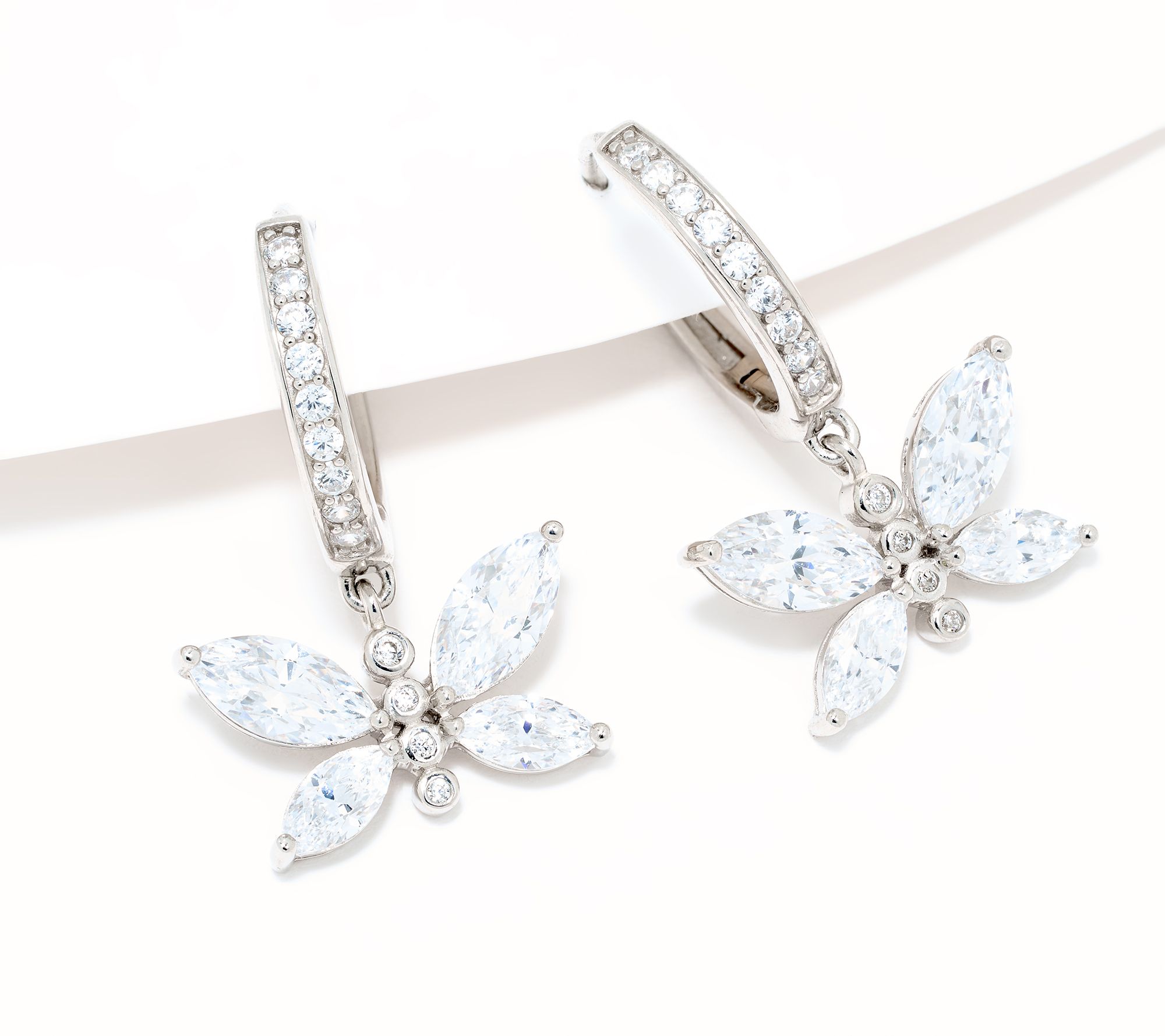 Diamonique x Lulu Frost Butterfly Hoop Earrings, Sterling Silver