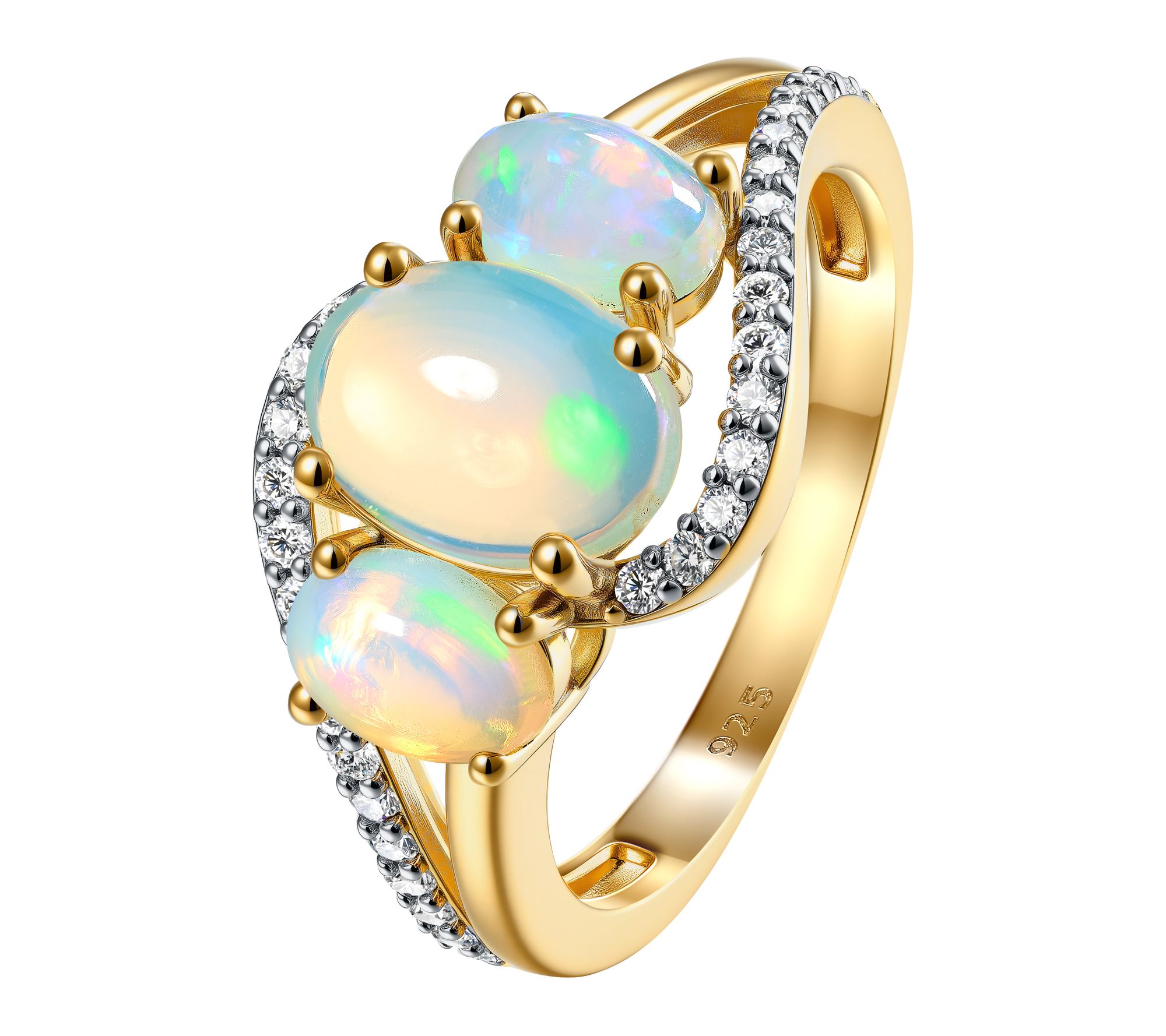 Affinity Gems Ethiopian Opal & Zircon Ring, Sterling Silver
