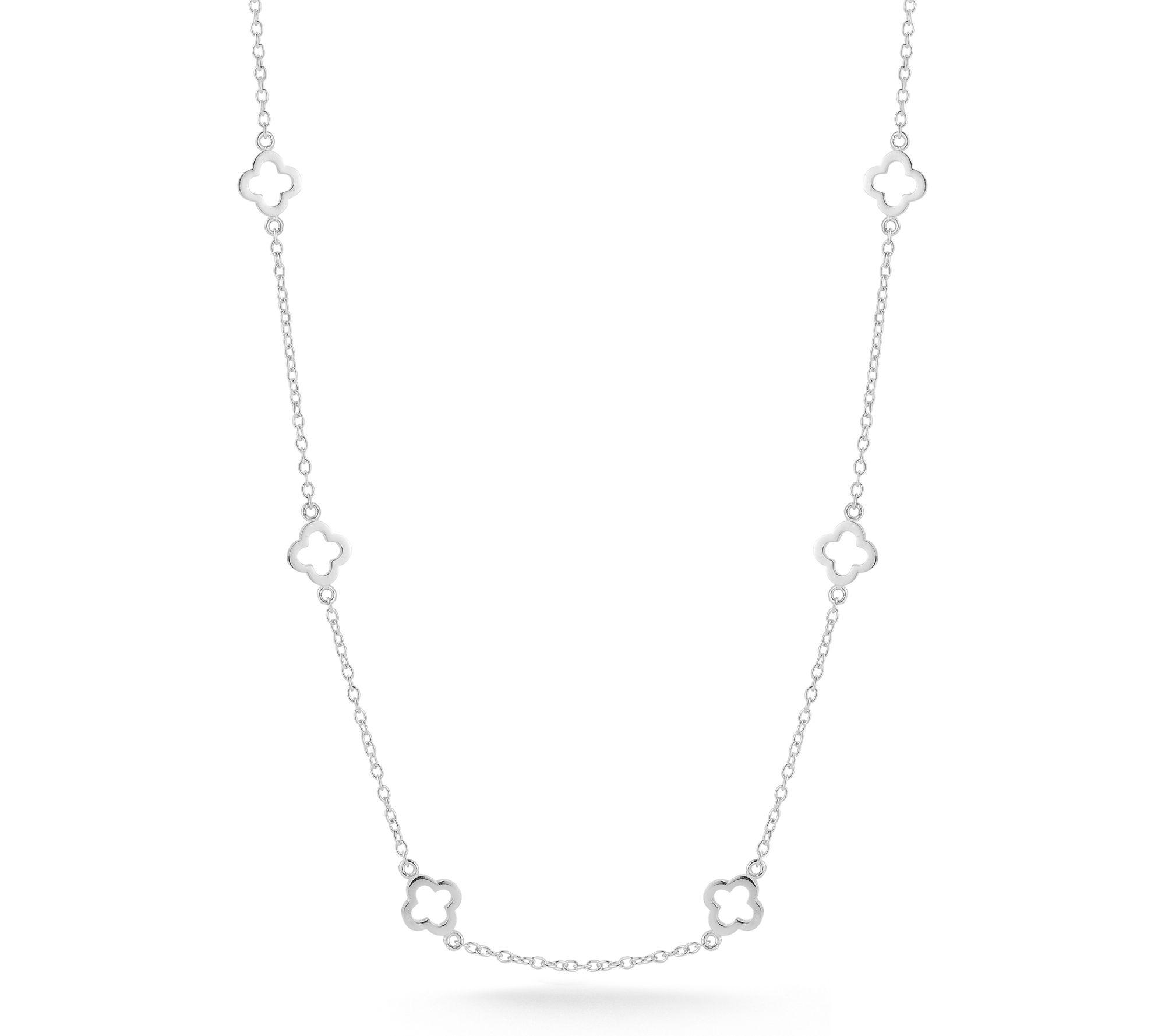 Sterlina Silver Open Clover Station Choker Necklace, Sterling