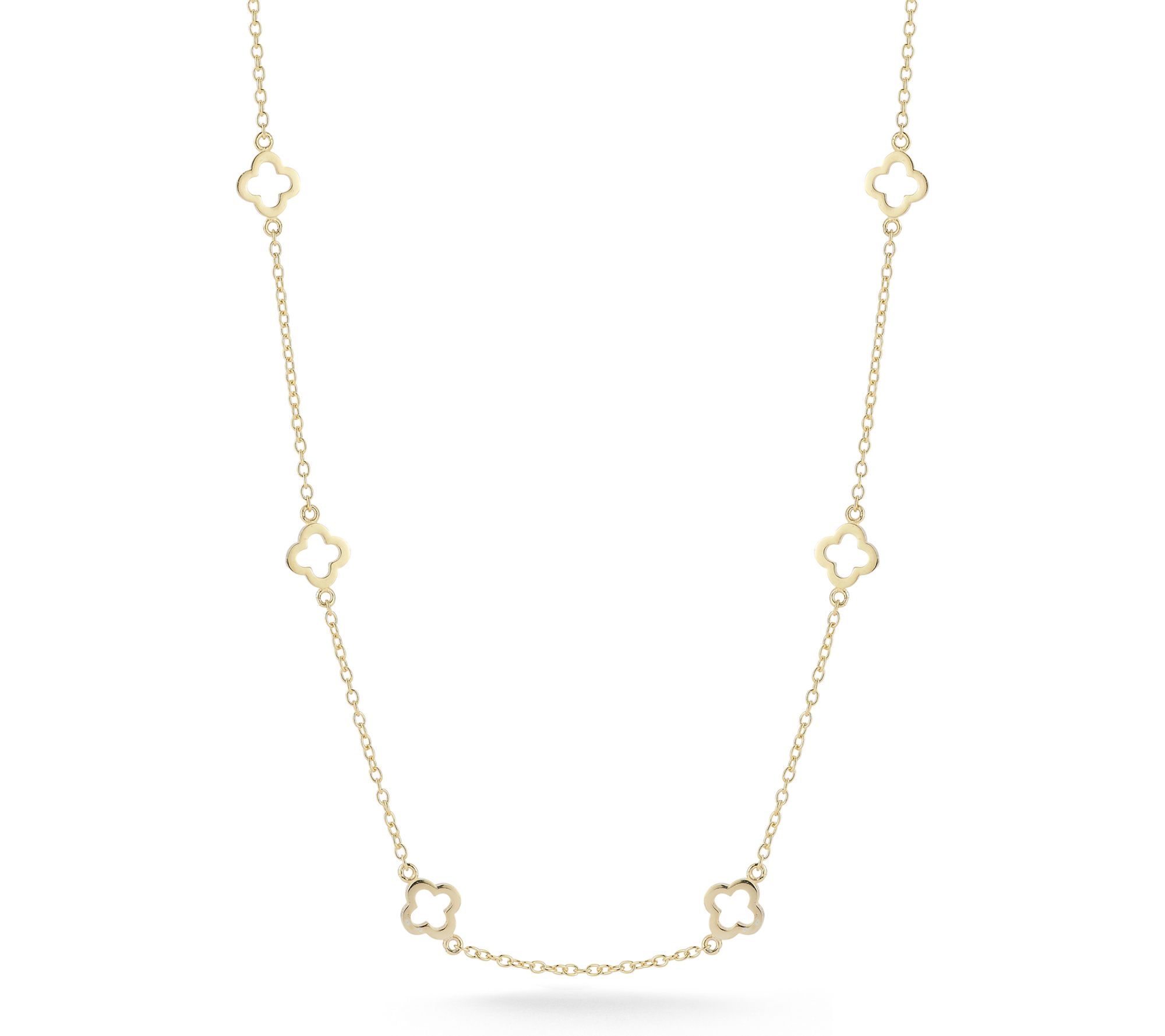 Sterlina Silver Open Clover Station Choker Necklace, Sterling