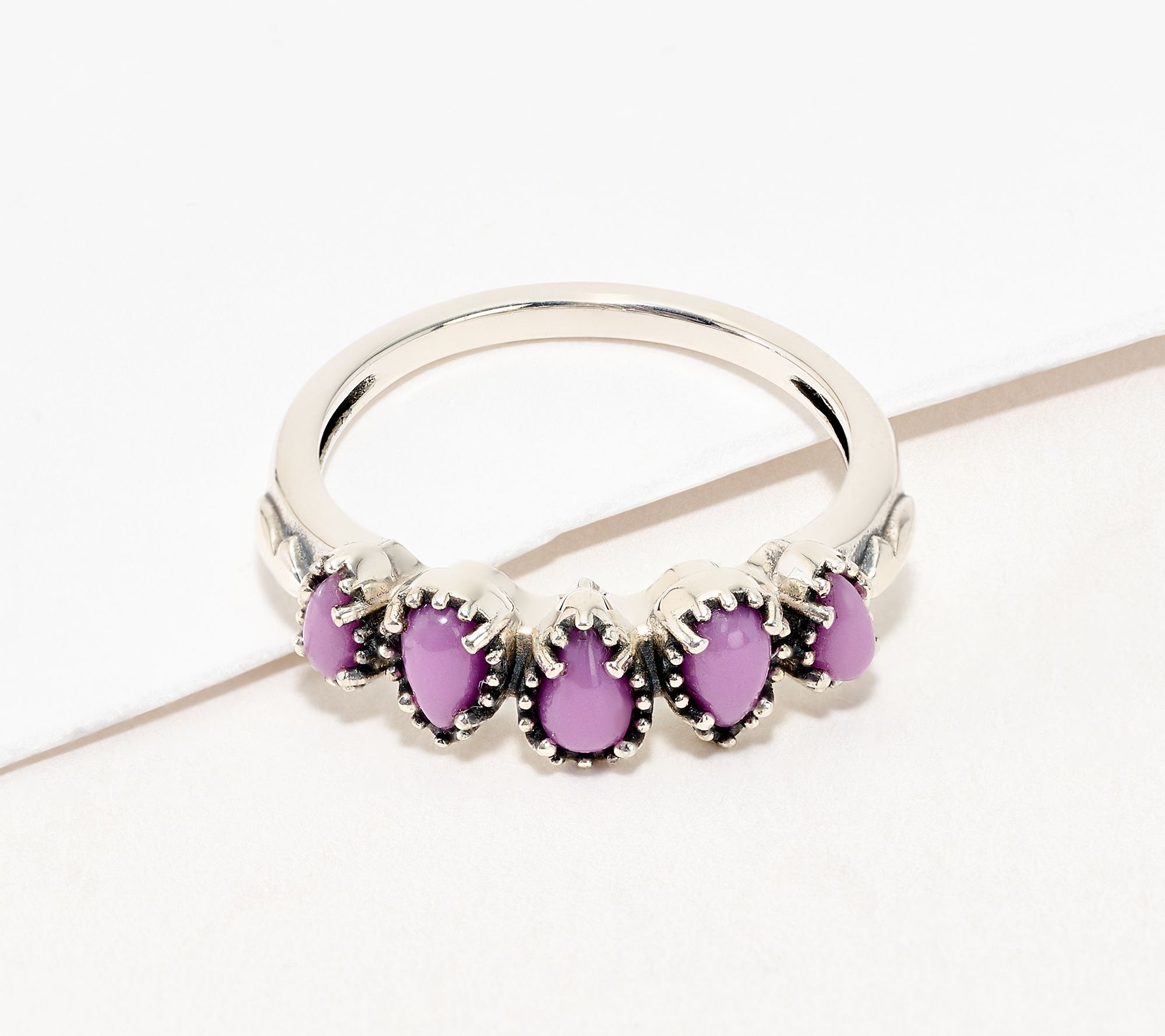 American West Sterling Five Pear Gemstone Band Ring