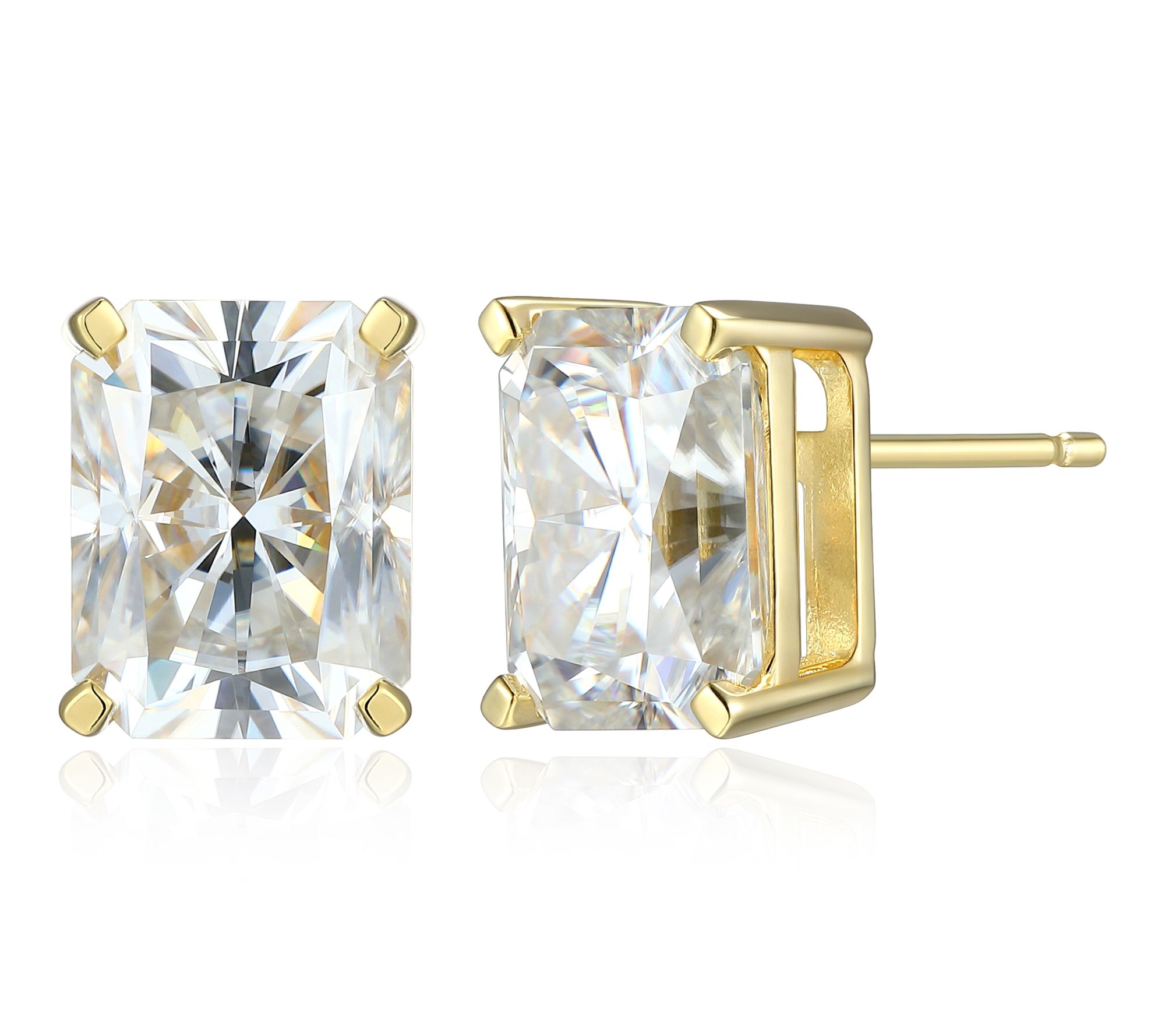 Moissanite 4.45 cttw Emerald Cut Stud Earrings,Sterling