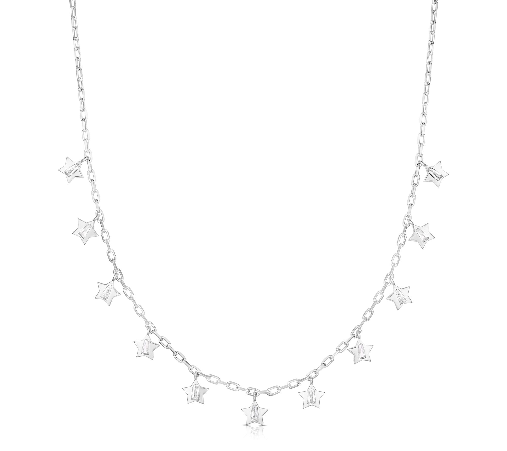 Sterlina Silver Baguette Star Charm Necklace, Sterling