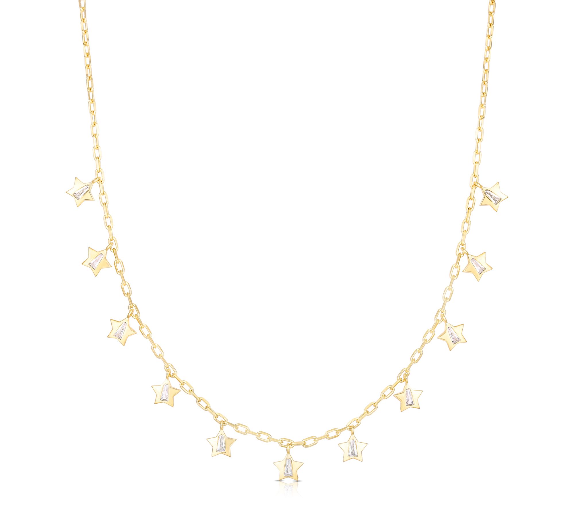 Sterlina Silver Baguette Star Charm Necklace, Sterling