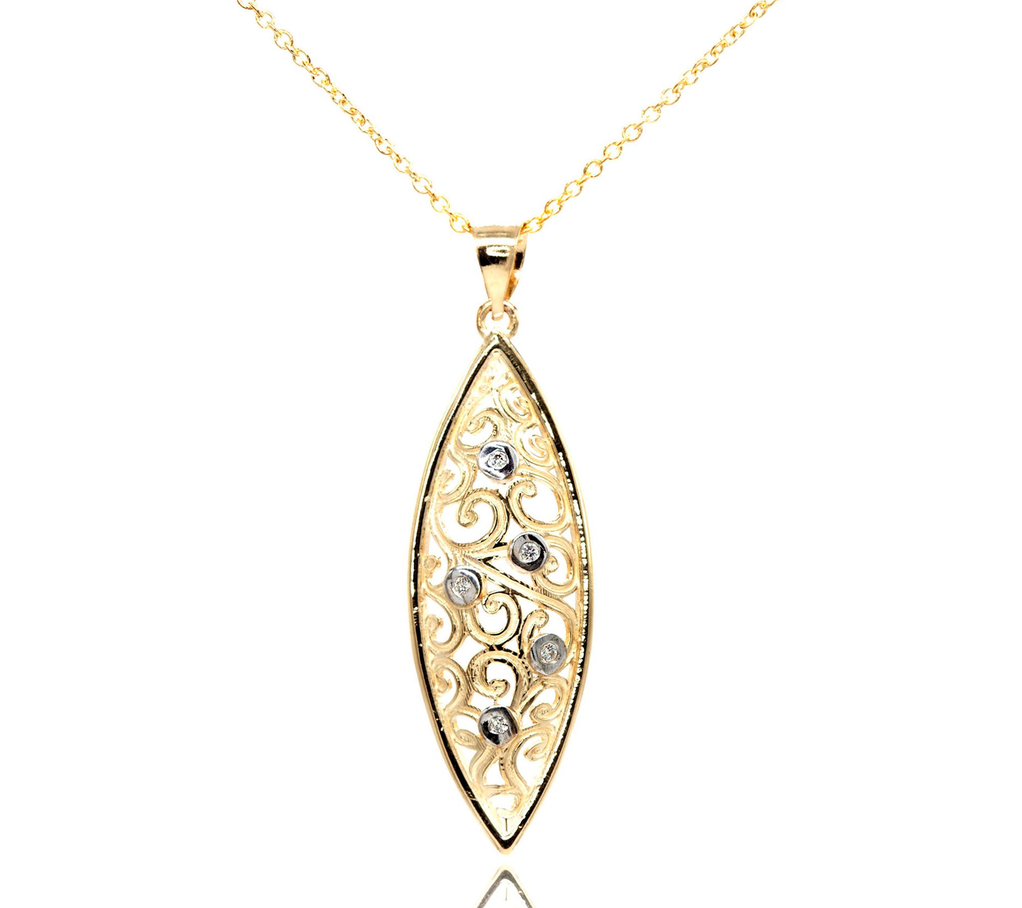 Adi Paz 14K Gold Marquise Diamond Pendant w/ Chain