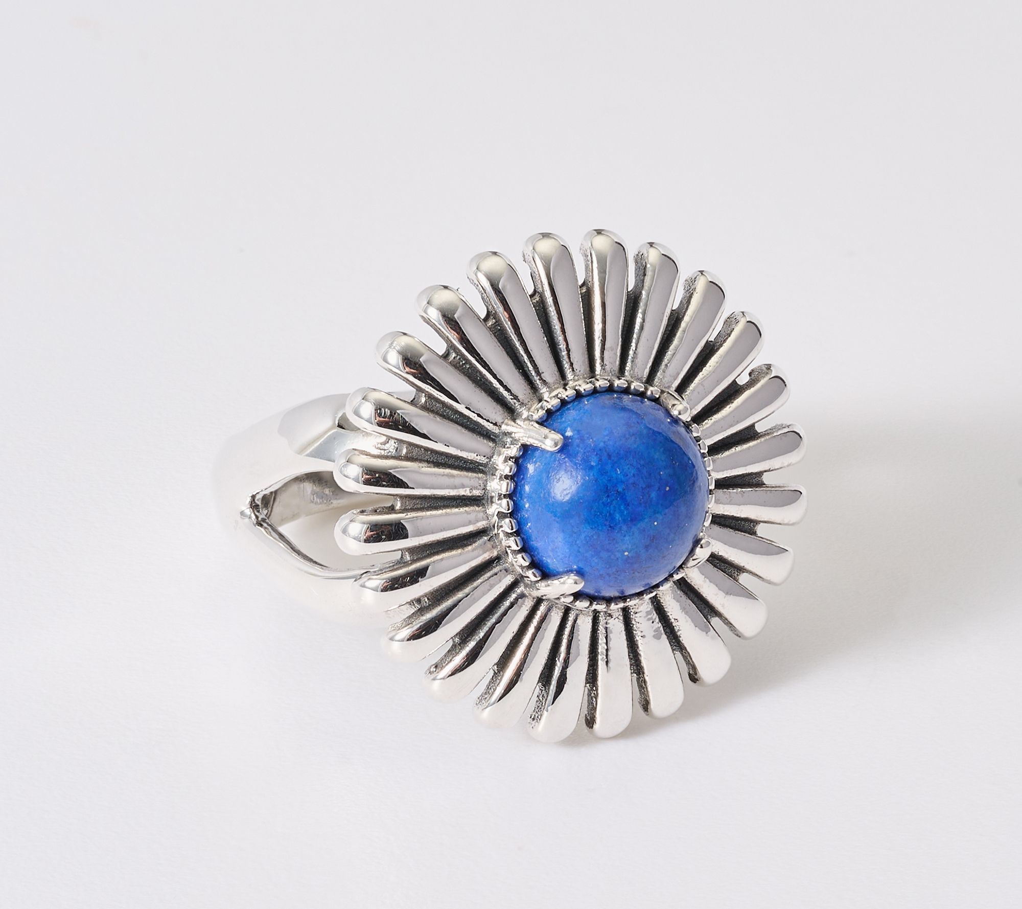 American West Sterling Silver Concha Ray Gemstone Ring