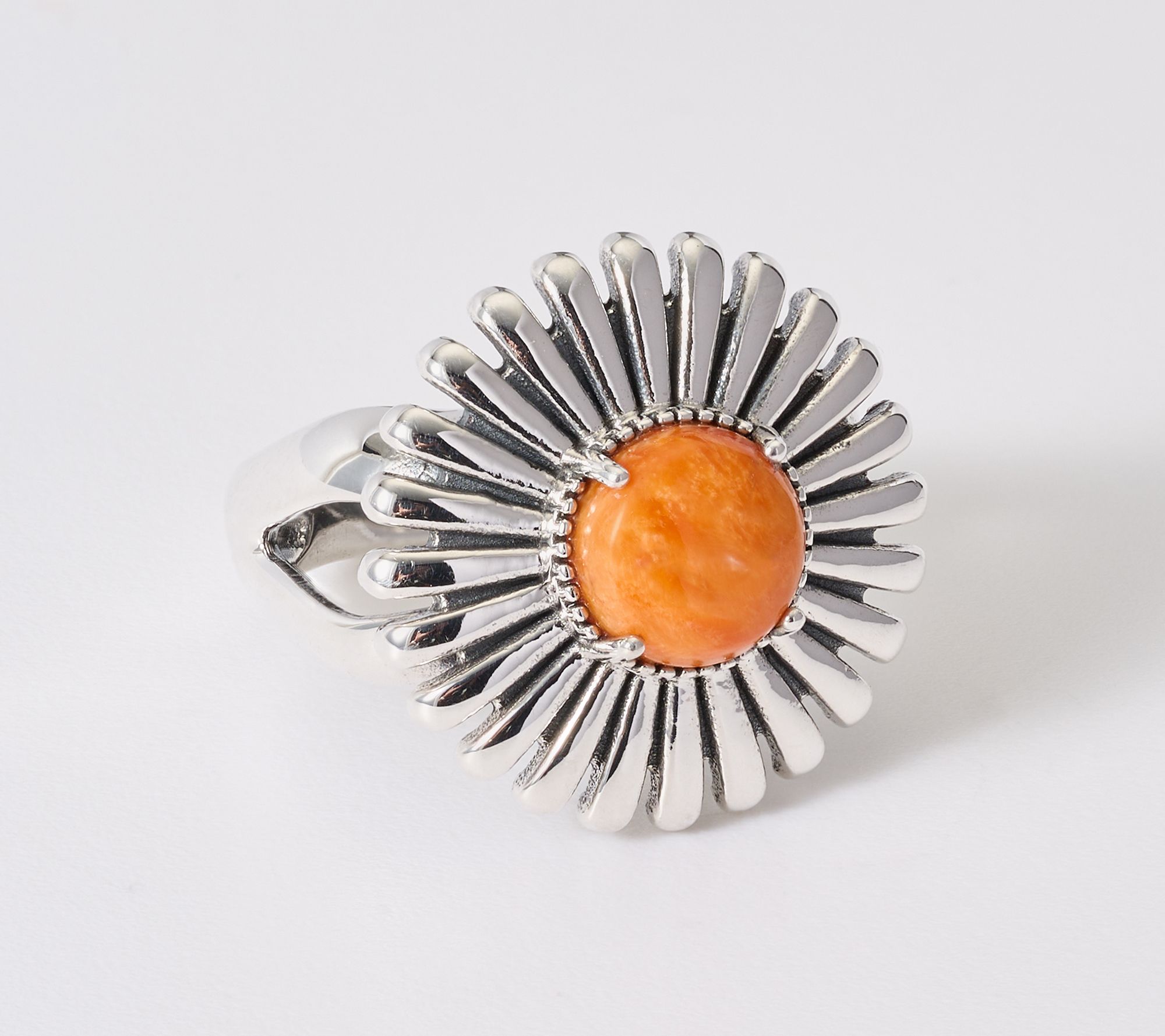American West Sterling Silver Concha Ray Gemstone Ring